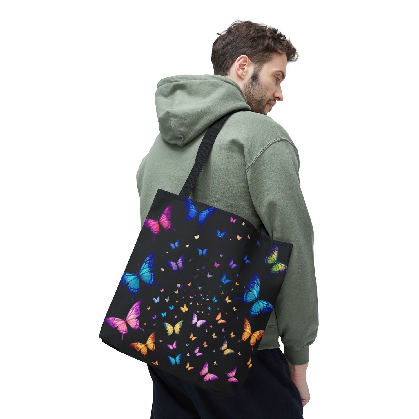 Butterfly Swarm Tote Bag – Colorful Rainbow Butterfly Tote, Aesthetic Canvas Bag, Nature-Inspired Gift, Magical Reusable Eco Purse