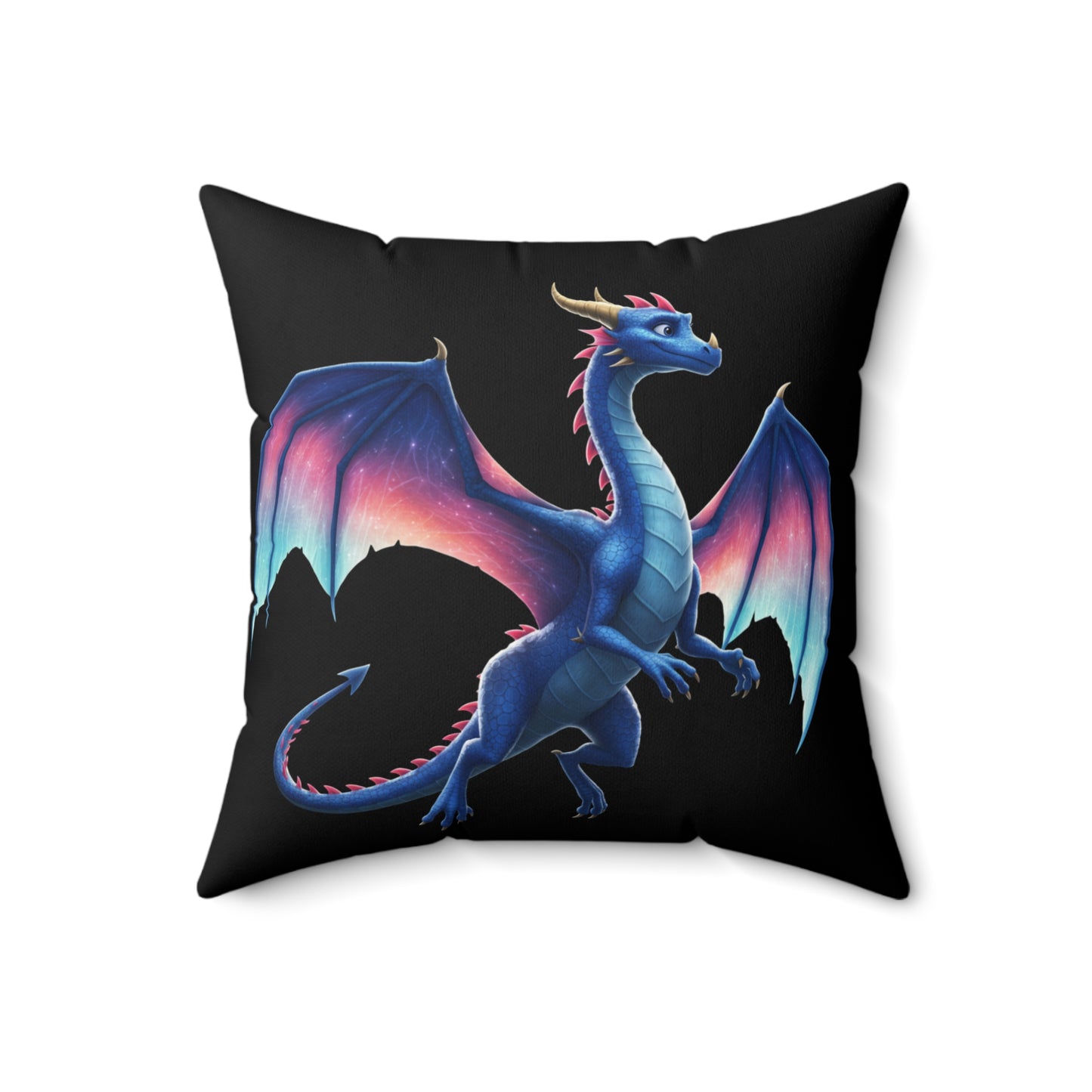 Double-Sided Dragon Pillow - Red & Blue Dragon Art Cushion - Fantasy Gamer Decor Gift for Dragon Lovers, DnD, Kids & Teens Room