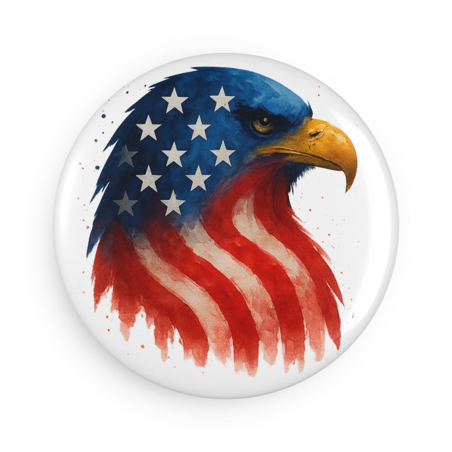 Patriotic Bald Eagle Button Magnet - American Flag and USA Freedom Decor for Fridge, Office, Veterans, 4th July, Independence Day Gift