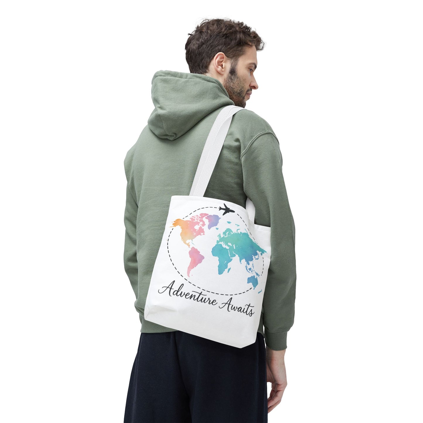 Adventure Awaits Watercolor World Map Tote Bag | Travel Canvas Tote | Wanderlust Gift, Beach, Camping, Airport Carryall, Eco-Friendly