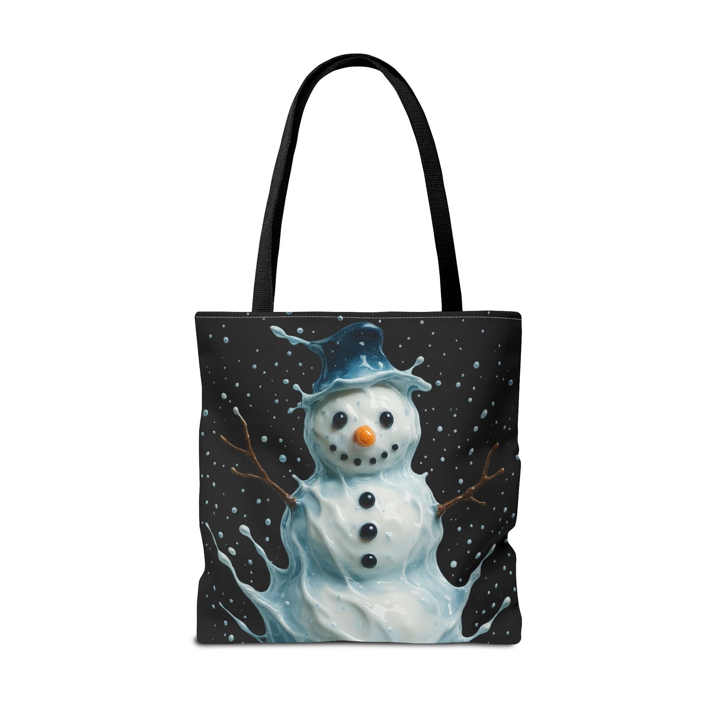 Winter Snowman Tote Bag, Festive Christmas Gift Bag, Holiday Shopping Tote, Snowy Season Accessory, Reusable Winter Art Bag For Everyday Use