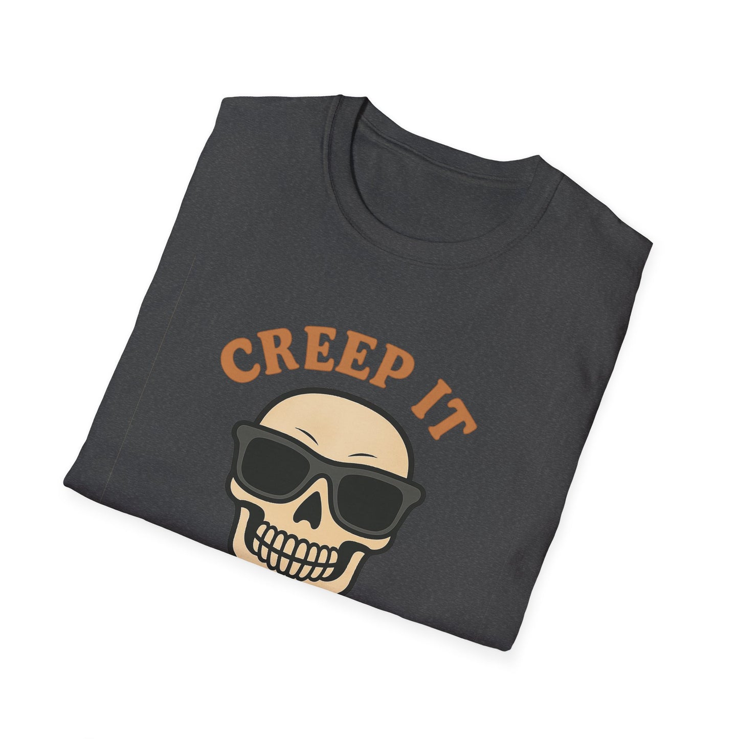 Creep It Real Shirt - Funny Skull Halloween T-Shirt, Spooky Season Graphic Tee, Cool Skeleton with Sunglasses, Humorous Fall Top