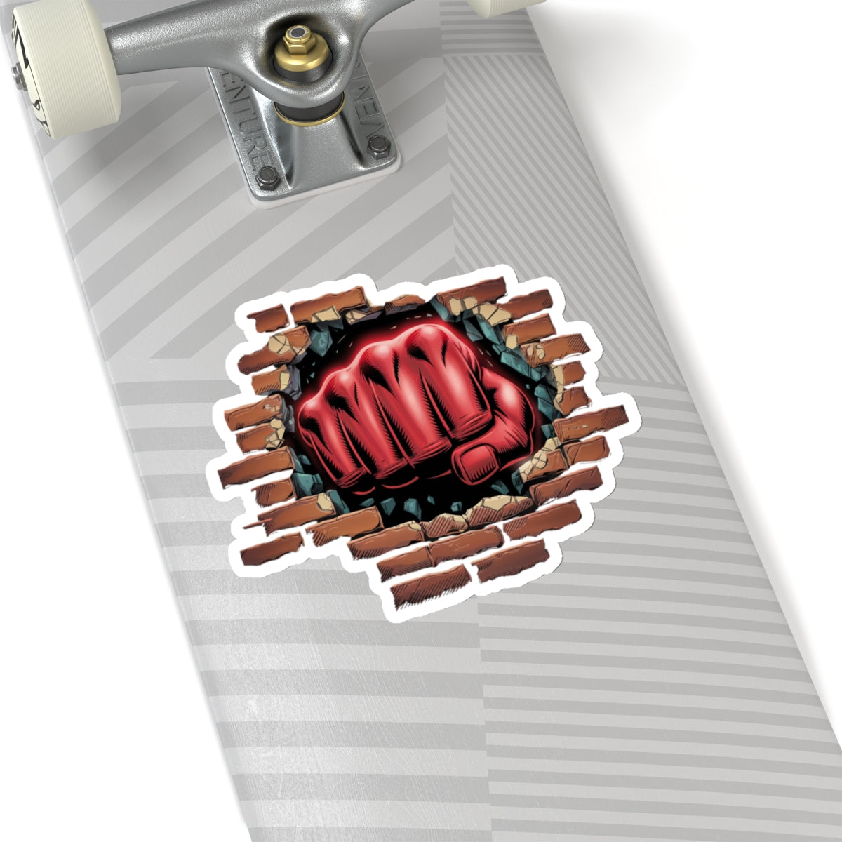 Sticker Red Fist Brick Wall Smash Kiss-Cut Sticker
