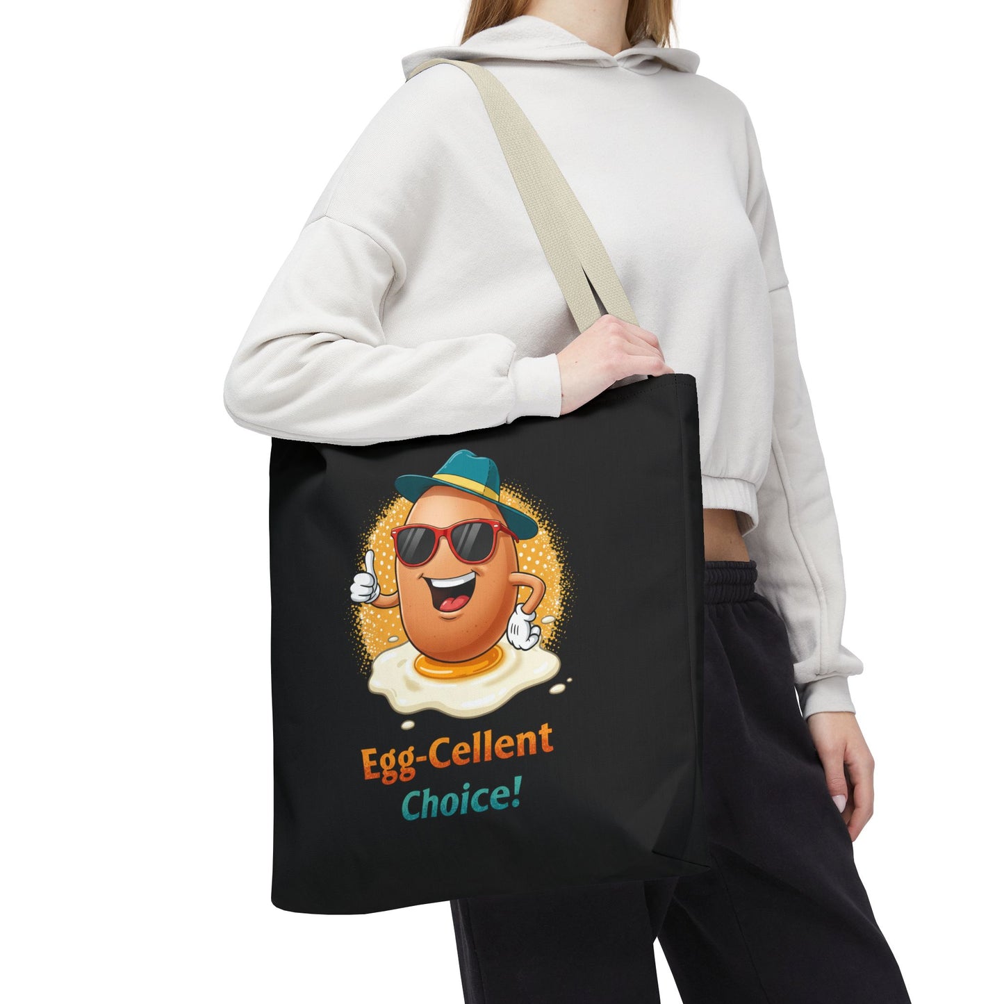 Tote Bag: Egg-Cellent Choice Thumbs Up Pun Design