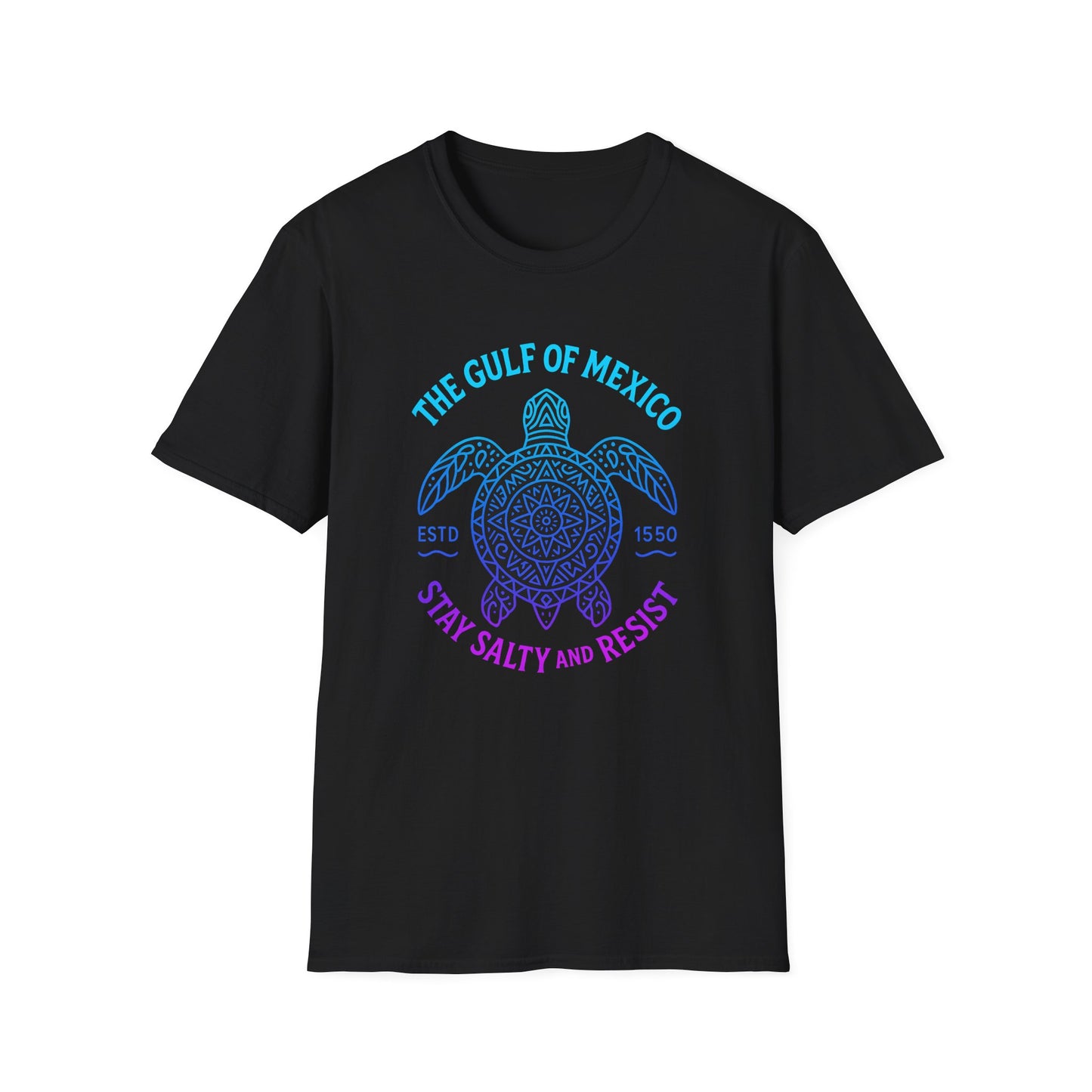 Neon Line Y2K Gulf of Mexico Sea Turtle Tee - Retro 2000s Rave Shell Shirt - Vaporwave Festival Techwear T-Shirt - Ocean Neon Streetwear