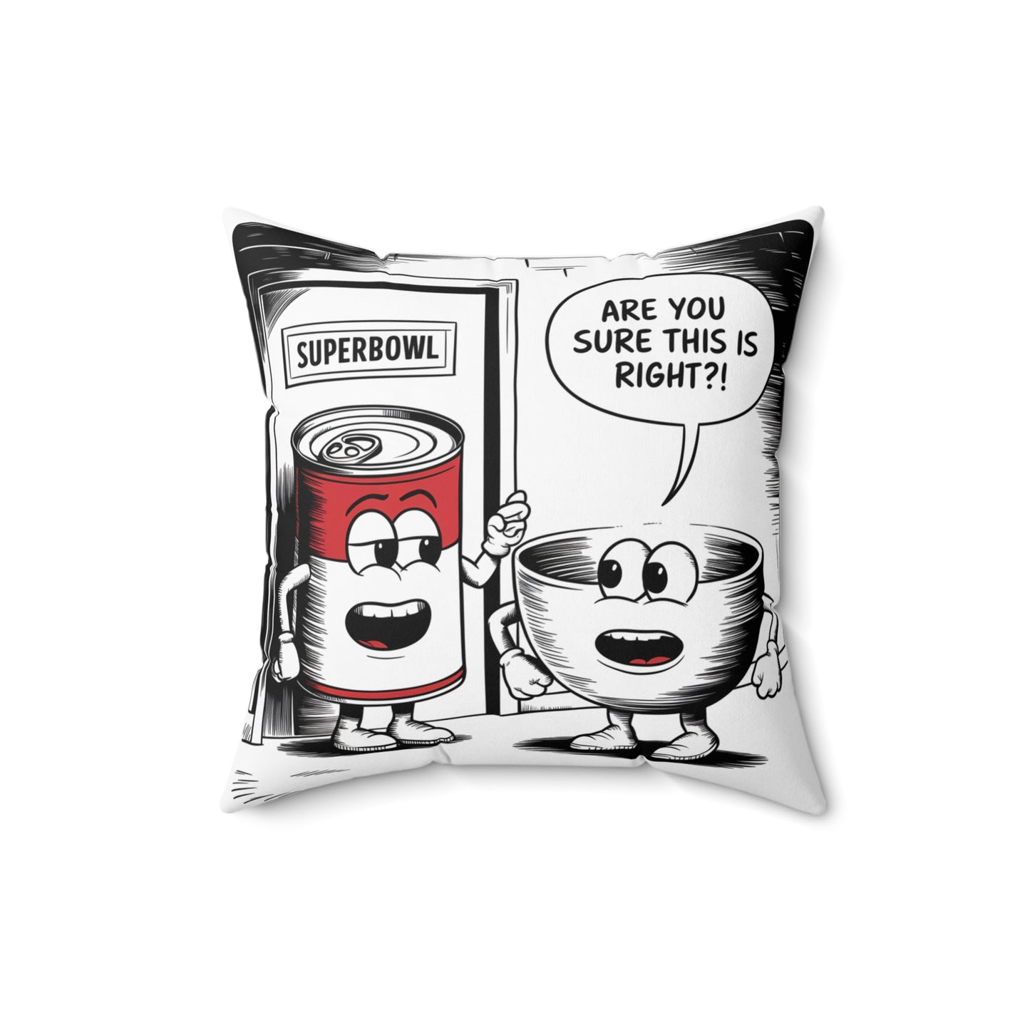 Square Pillow Funny Superbowl Comic Design