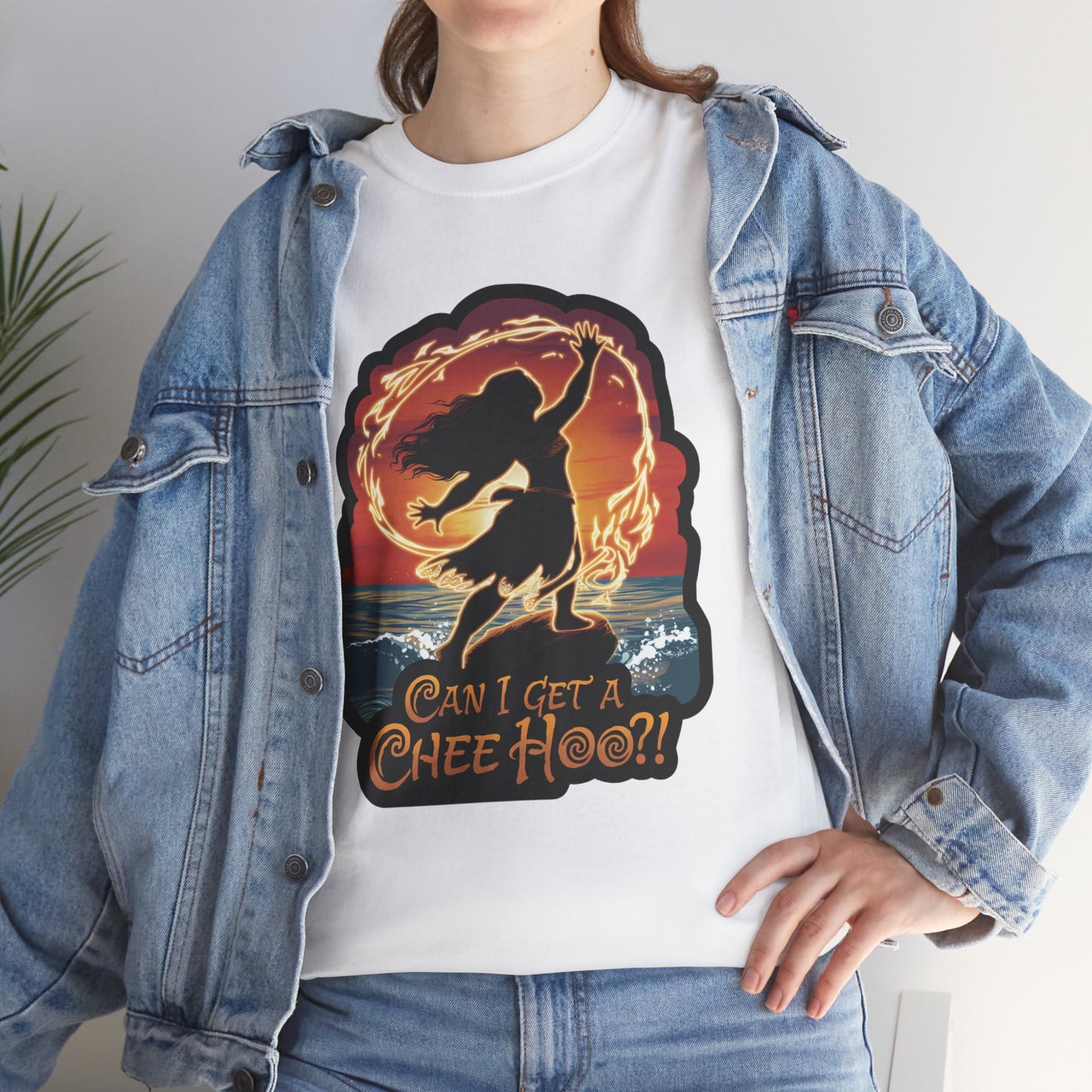 Can I Get a Chee Hoo Shirt – Hawaiian Island Vibes Tee – Hula Dancer Sunset Graphic T-Shirt – Polynesian Luau Party Unisex Top
