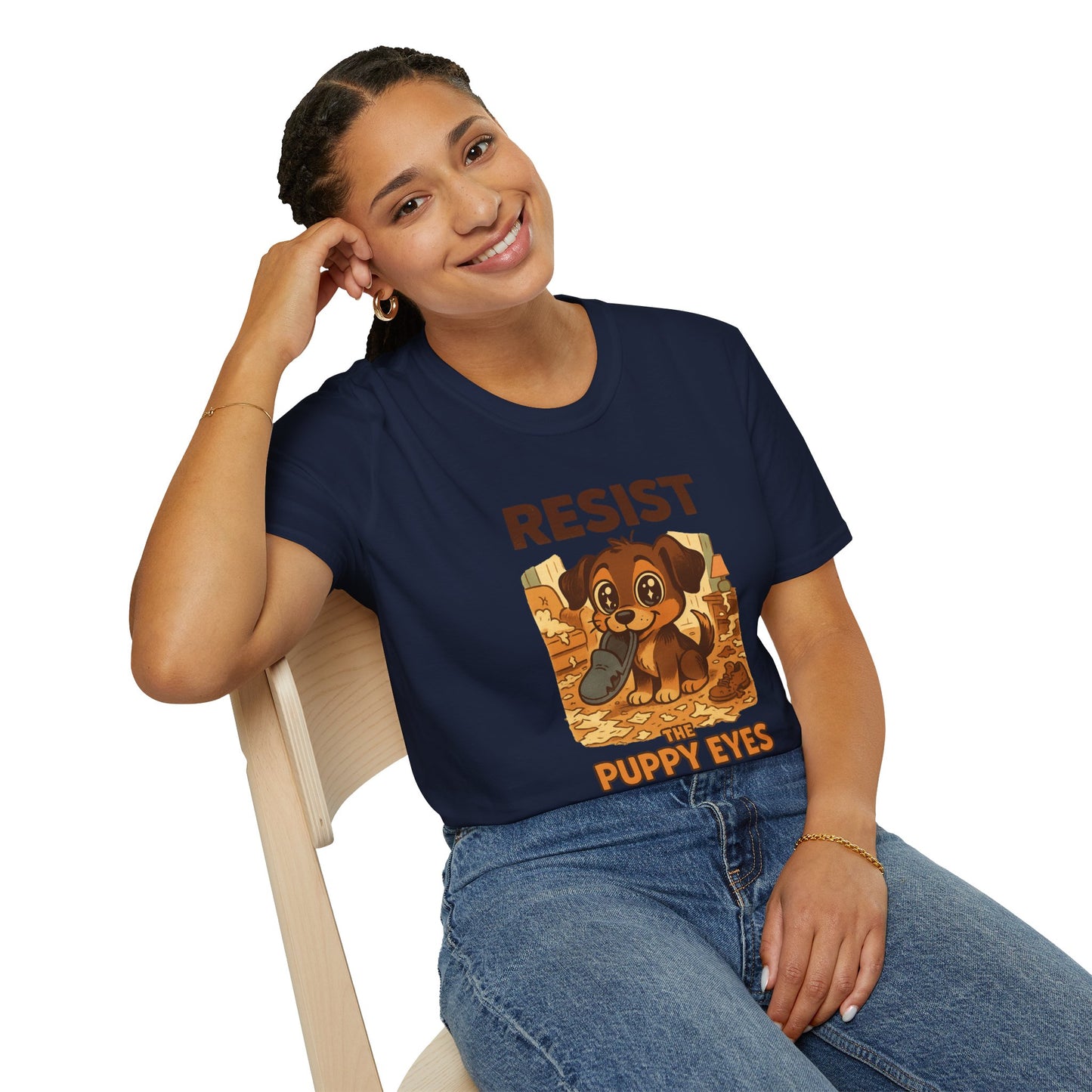 Resist the Puppy Eyes Dog Tee - Cute Puppy Eyes Graphic T-Shirt for Dog Lovers, Funny Pet Gift Shirt, Unisex Animal Lover Tee
