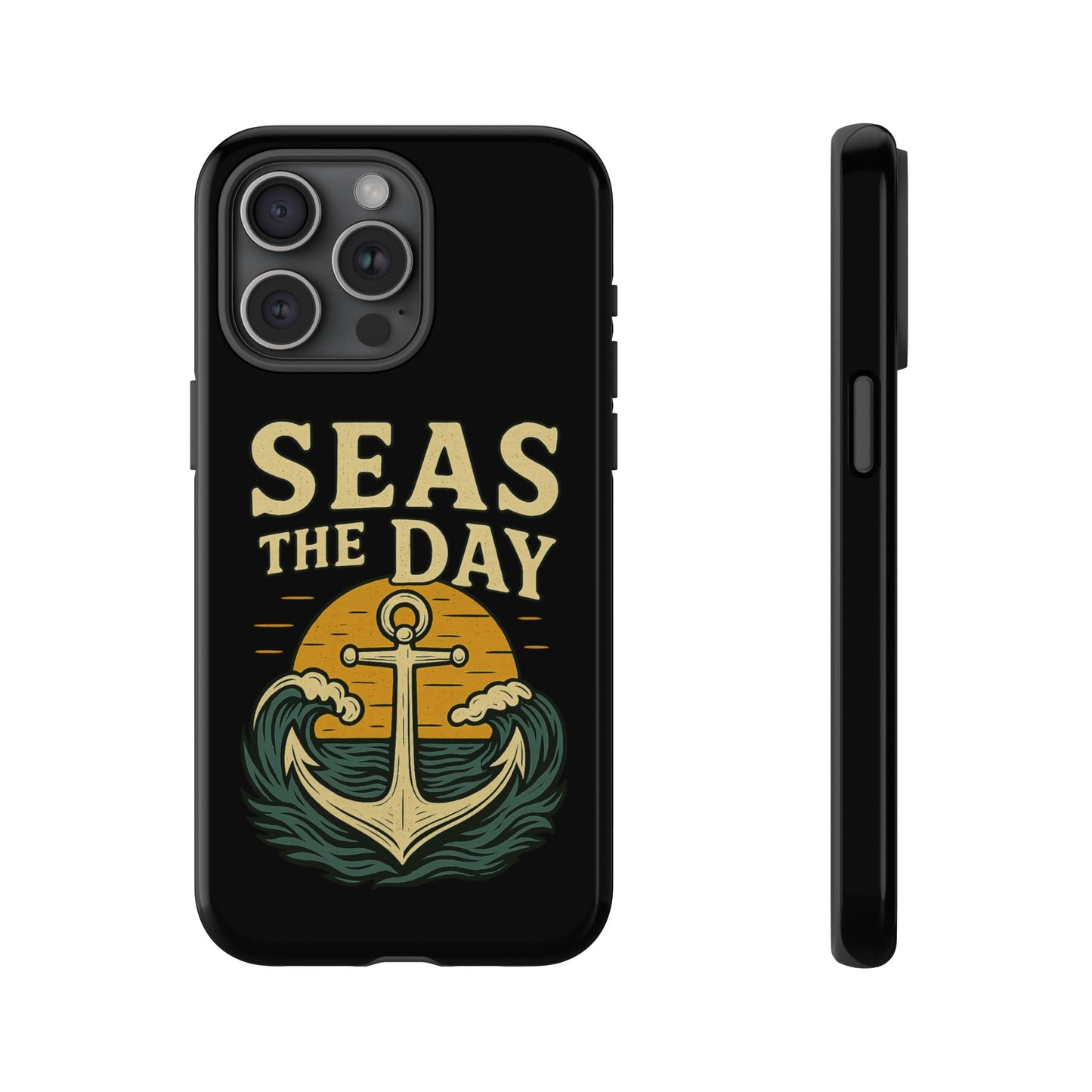 Seas the Day iPhone Case – Nautical Anchor Phone Cover – Ocean Pun Gift – Beach Lover iPhone Accessory – Summer Adventure Phone Case