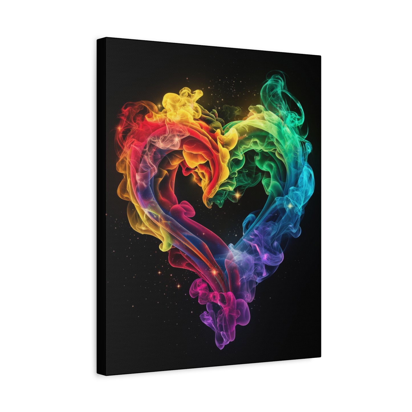 Canvas Art Print - Colorful Smoke Heart Design