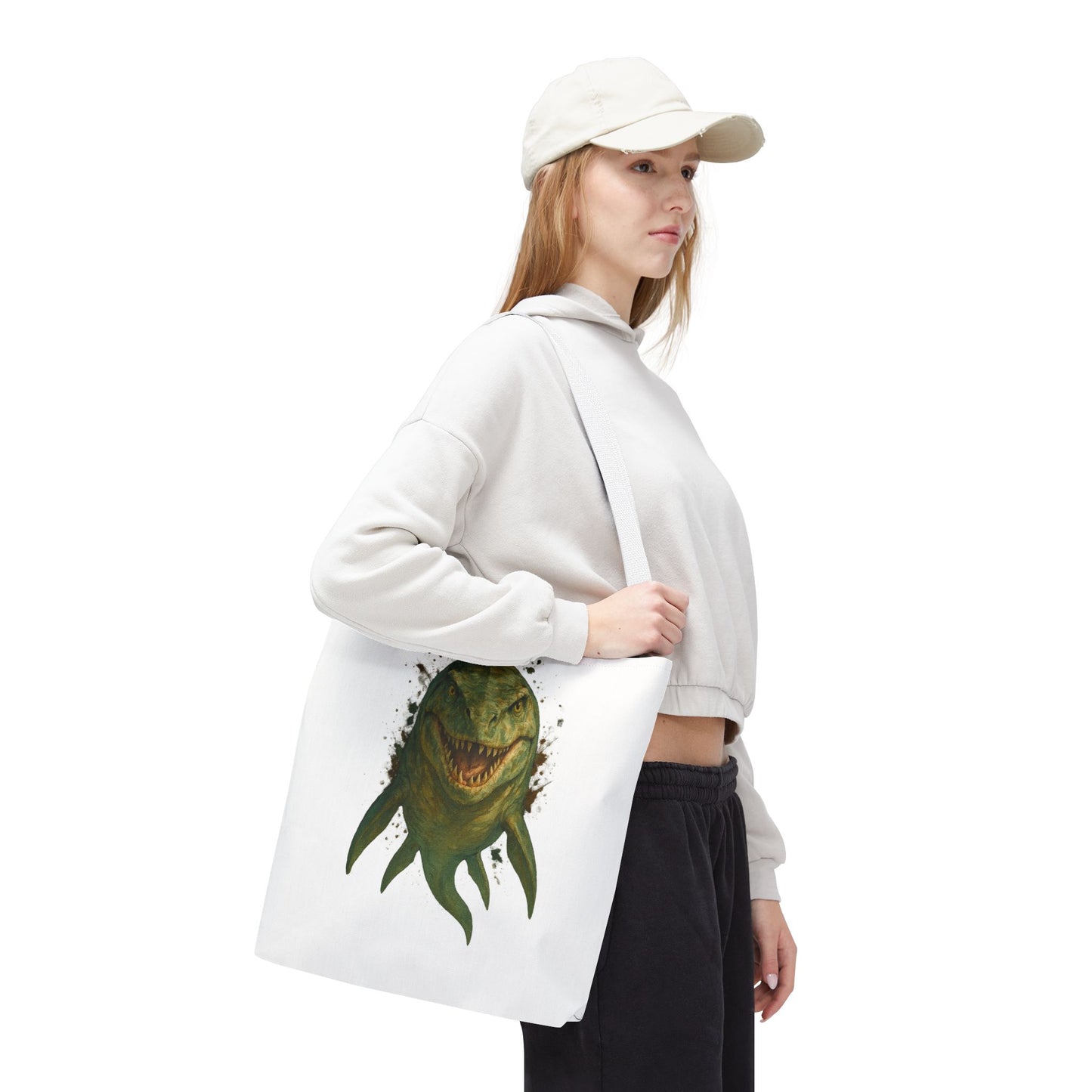 Watercolor Mosasaurus Tote Bag - Prehistoric Sea Monster Art, Dinosaur Ocean Reptile Gift, Eco Canvas Bag for Dino and Marine Fans