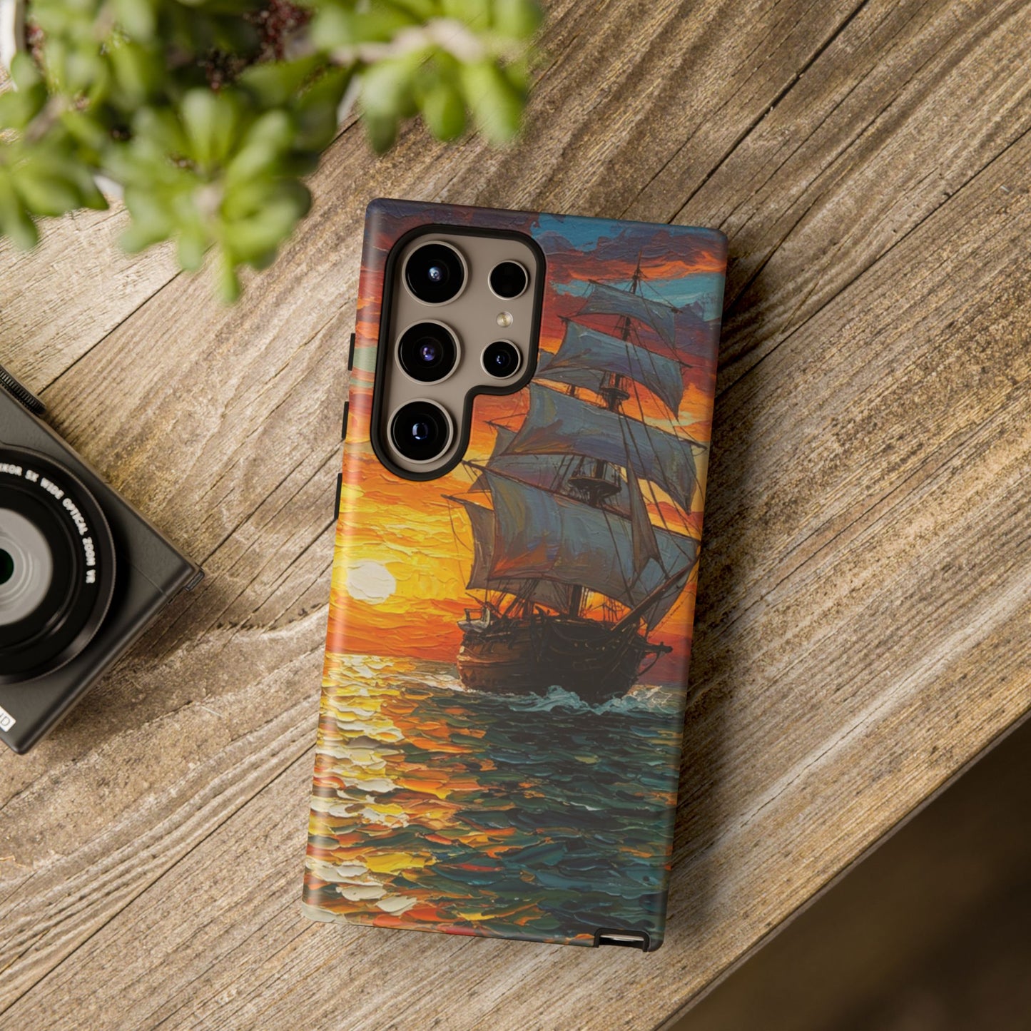Samsung Galaxy Case - Ship Sailing at Sunset Design