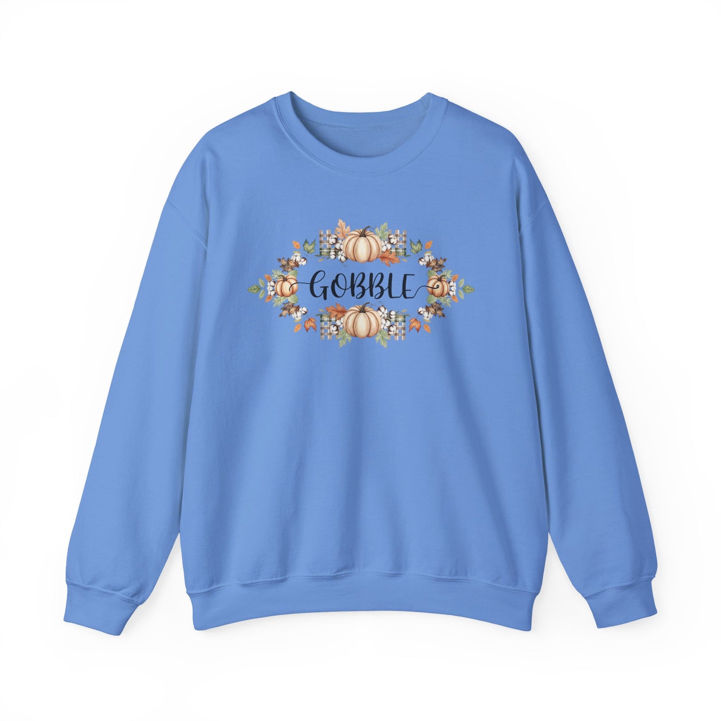 Gobble Thanksgiving Sweatshirt, Rustic Fall Turkey Crewneck, Autumn Pumpkin Floral Pullover, Thanksgiving Outfit Sweater Gift