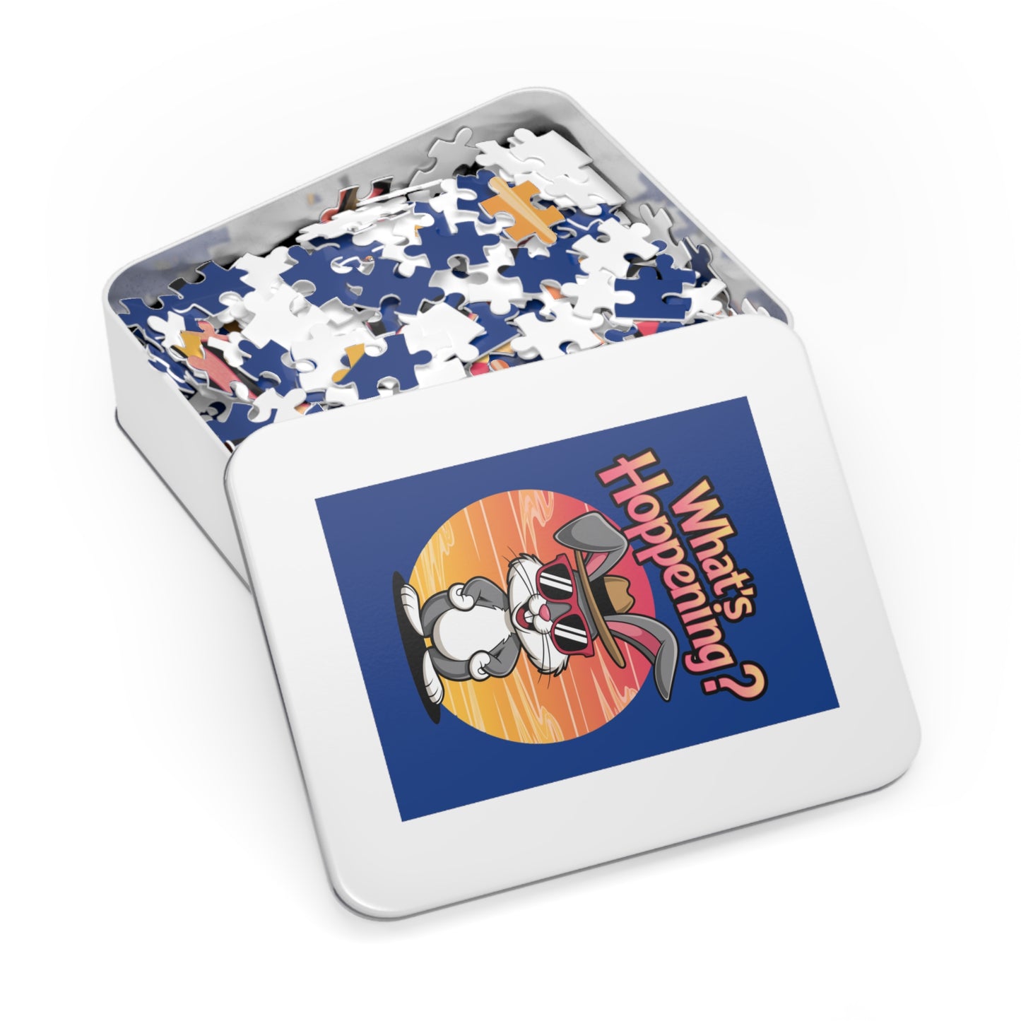 Retro Cartoon Puzzle - What's Happening? Jigsaw Puzzle with Tin