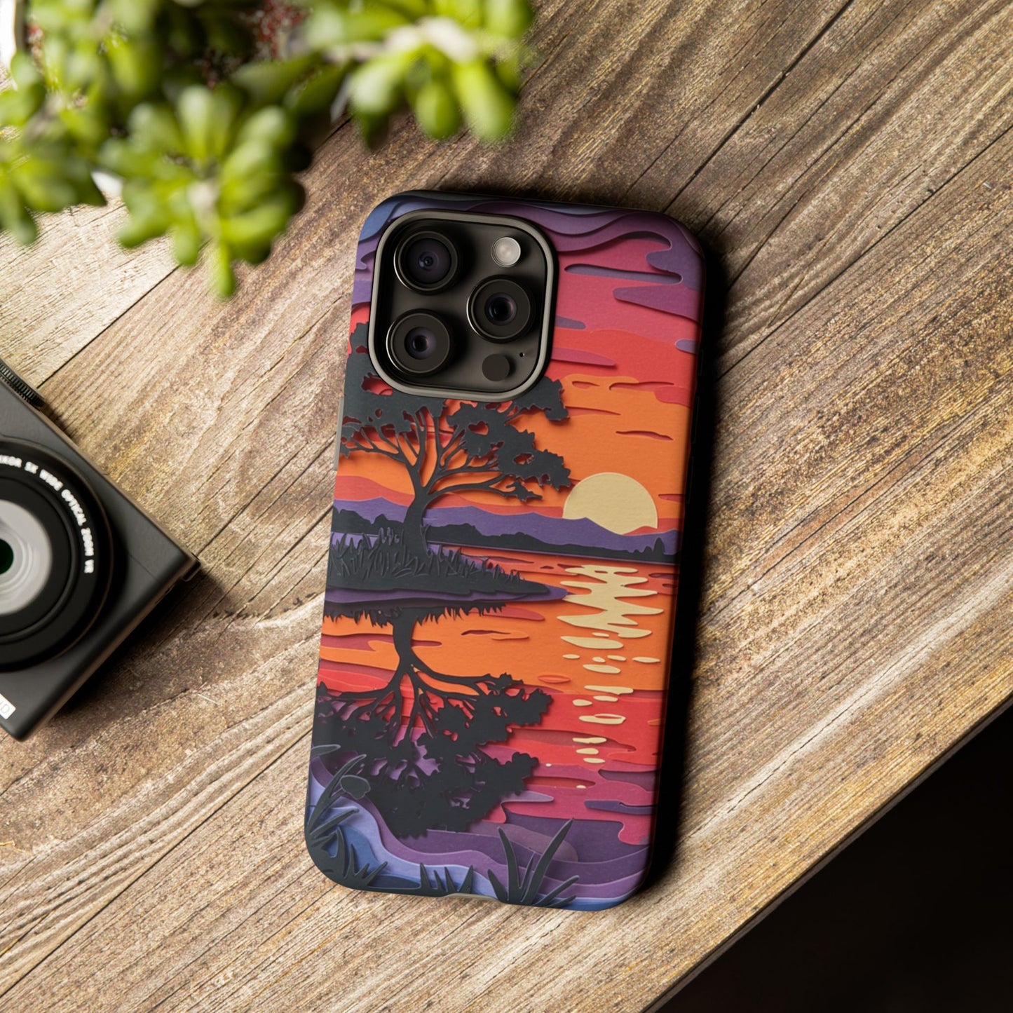 iPhone Case - Colorful Paper Art Sunset Design