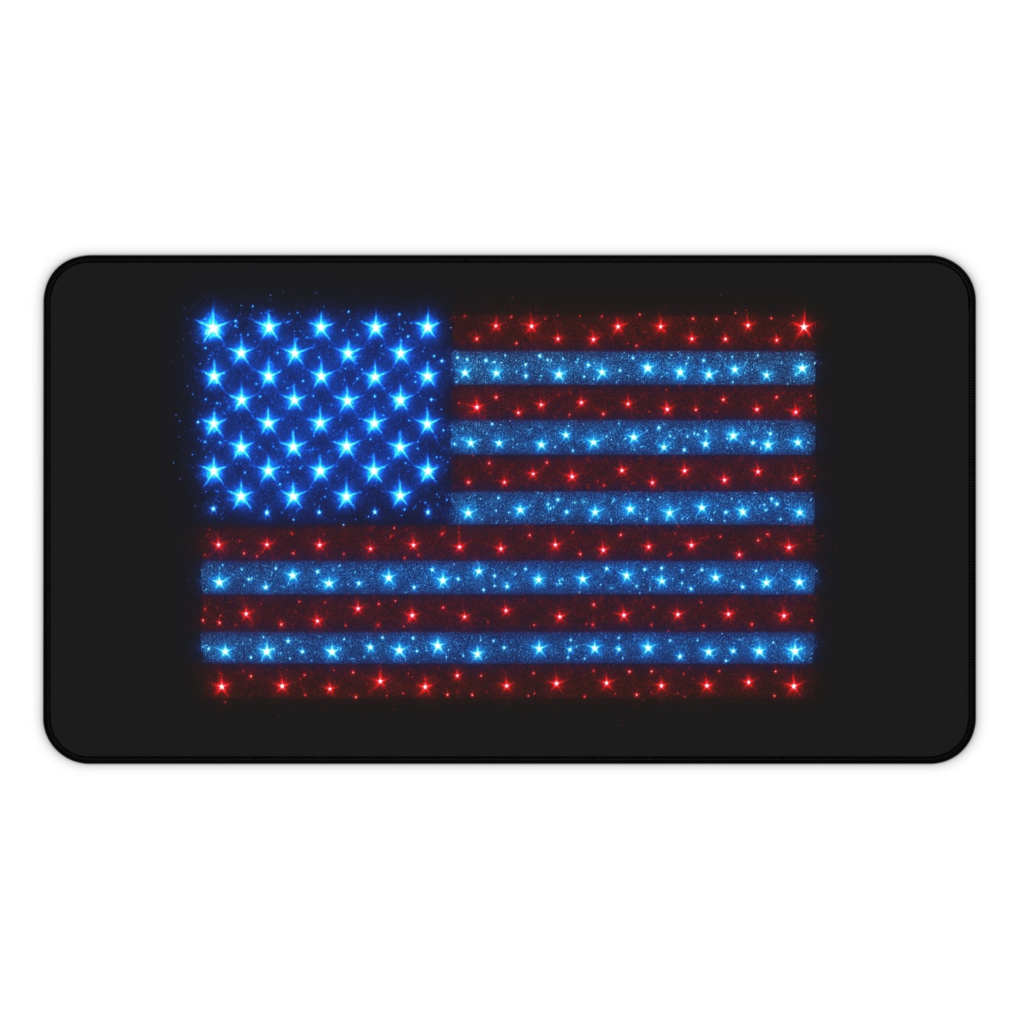 Bioluminescent USA Flag Desk Mat | Neon Patriotic Mouse Pad - XL Desk Mat Aesthetic for Home Office, Veteran and 4th of July Gift