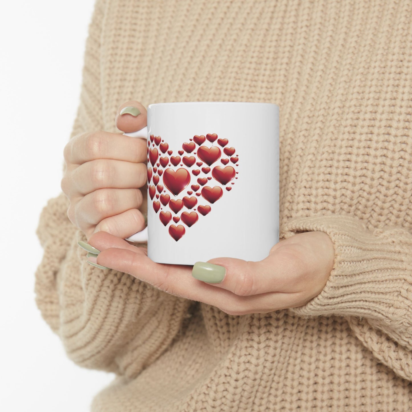 Mug - Heart Made Out of Hearts Fun Ceramic Mug (11oz, 15oz)