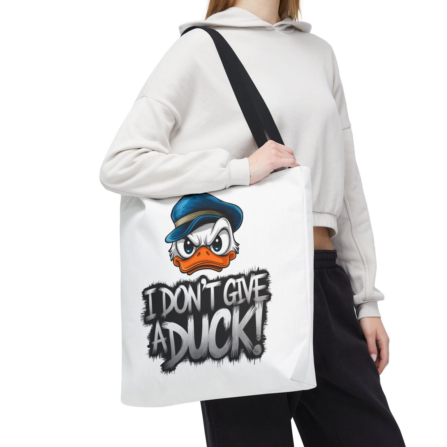 Funny Grumpy Duck Tote Bag | I Don’t Give A Duck Canvas Tote | Eco Reusable Cotton Gift Tote | Cute Animal Humor Market Bag