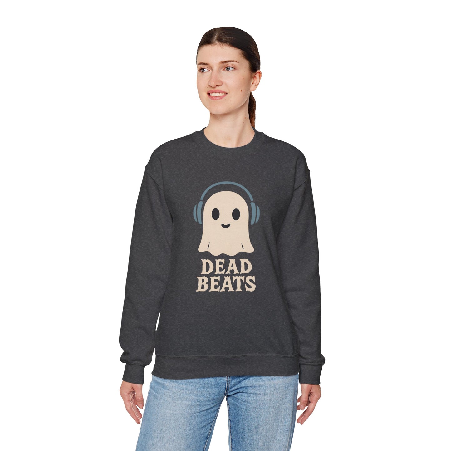 Dead Beats Ghost Sweatshirt, Funny Halloween Crewneck, Spooky Season Pullover, Music Lover Halloween Shirt, Cute Ghost Graphic Top