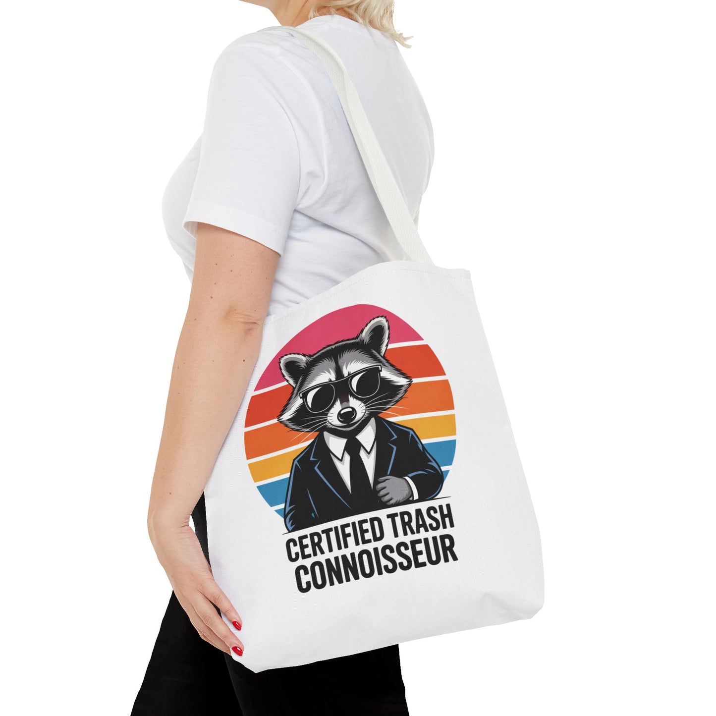 Certified Trash Connoisseur Raccoon Tote Bag Fun and Quirky Everyday Carry Trash Panda Bag