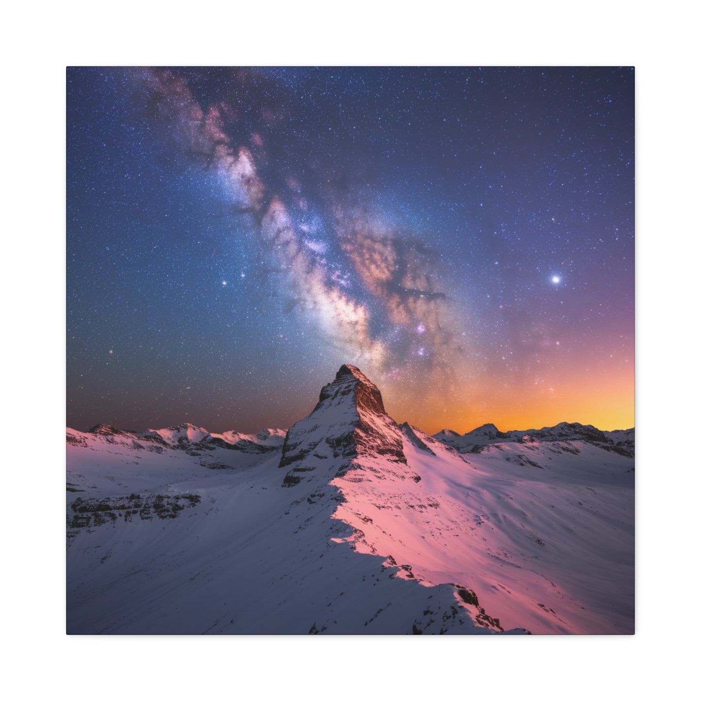 Canvas Art Mountain Top and Milky Way Galaxy View Space Canvas Starry Art with a View