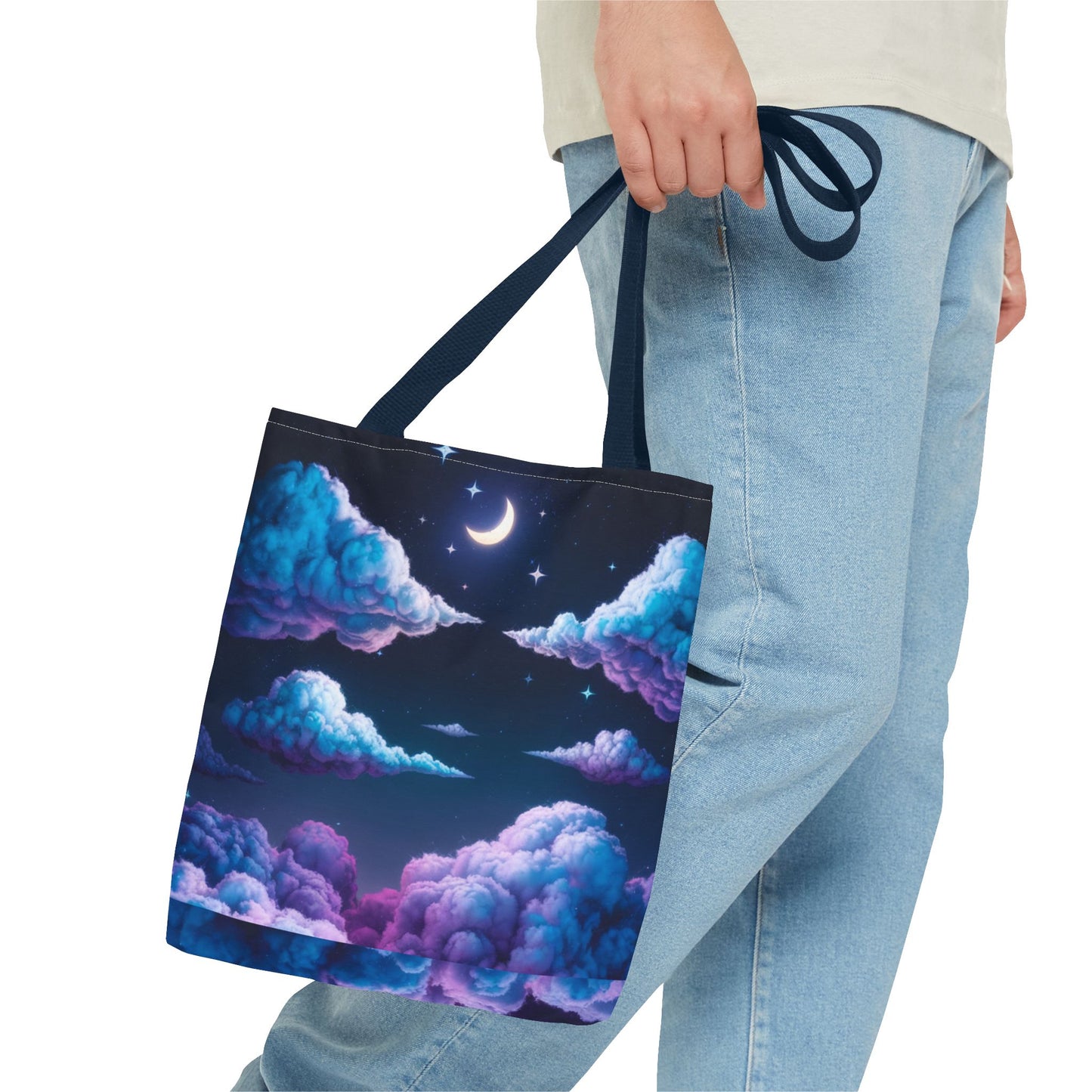 Dreamy Moon & Clouds Tote Bag • Celestial Night Sky Tote • Boho Moon Cloud Tote • Eco-Friendly Cosmic Art Tote • Gift for Stargazers