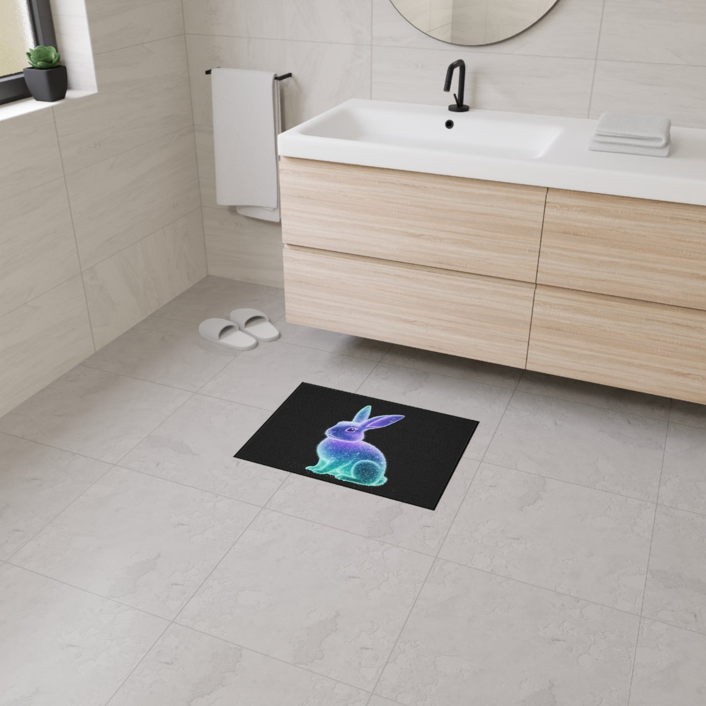 Floor Mat Bioluminescent Easter Bunny Welcome Mat Bunny Door Mat
