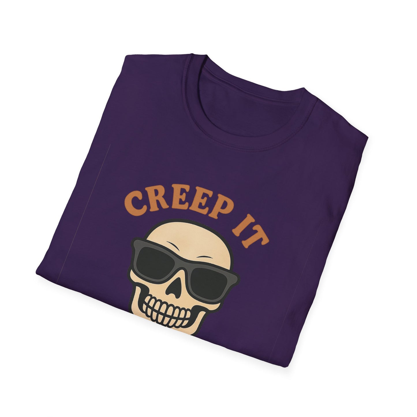 Creep It Real Shirt - Funny Skull Halloween T-Shirt, Spooky Season Graphic Tee, Cool Skeleton with Sunglasses, Humorous Fall Top