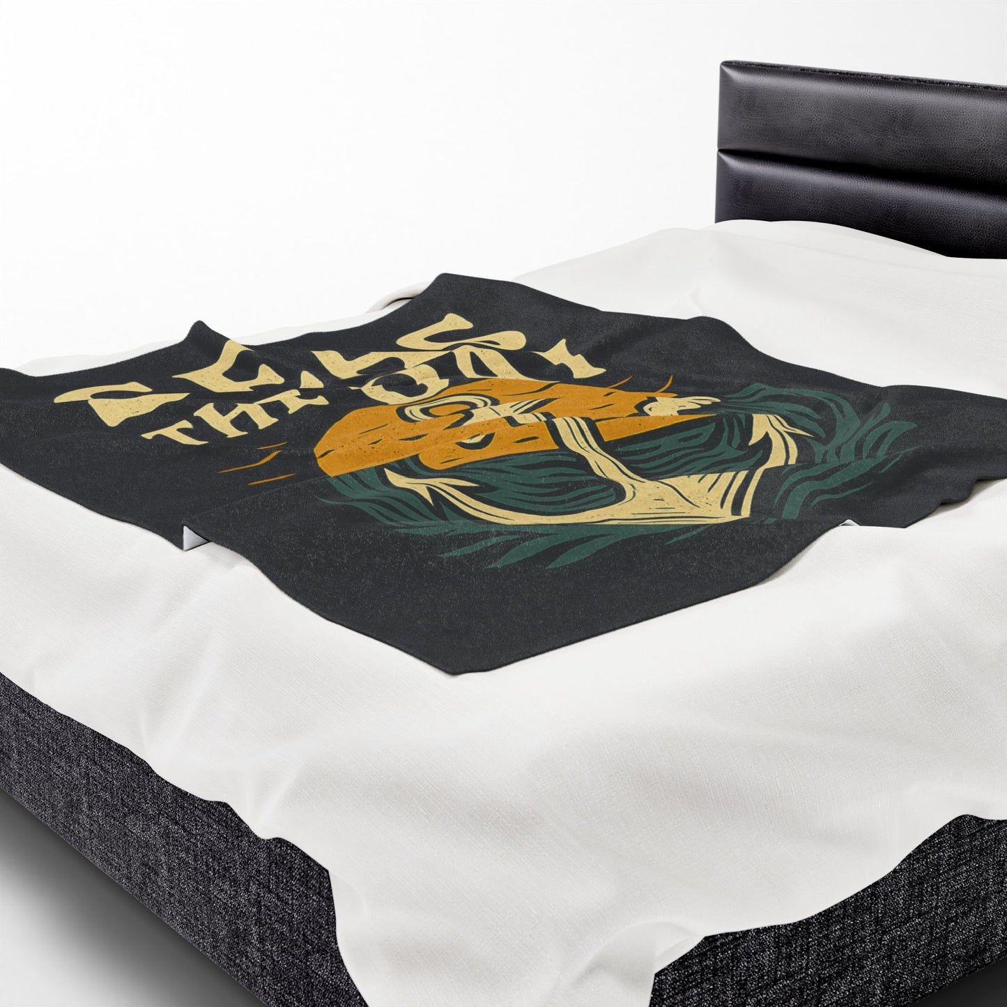 Seas the Day Blanket – Nautical Anchor Throw, Coastal Fleece Blanket, Ocean Sunset Gift