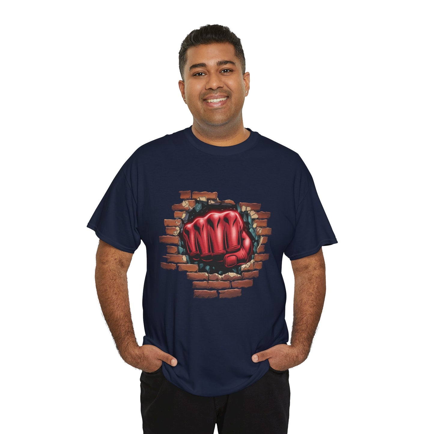 Impact Fist Graphic T-Shirt – Punch Through Brick Wall Design | Bold Streetwear Tee for Fighters, Gym & Edge-Lovers