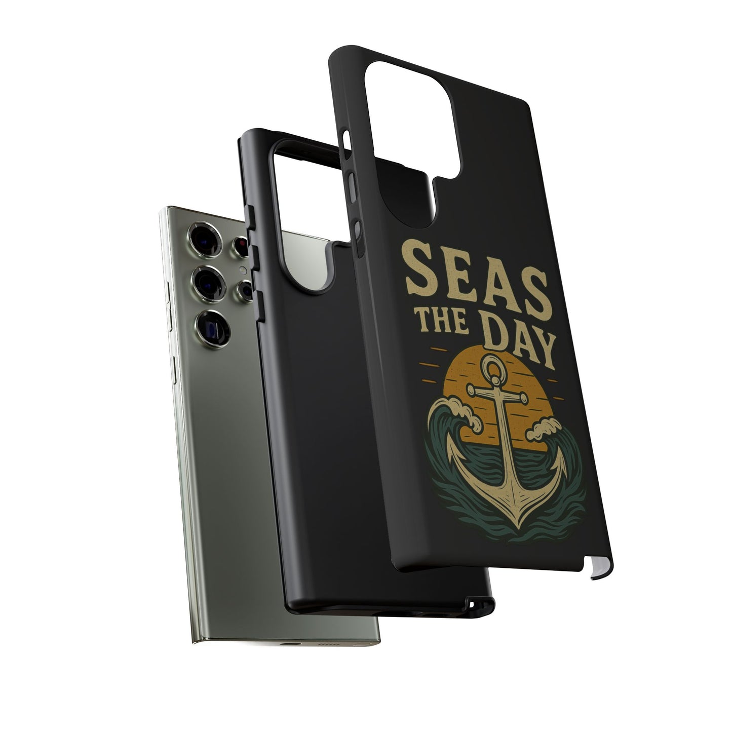 Seas the Day Samsung Case – Nautical Phone Case – Anchor Pun Gift – Ocean Lover Accessory – Motivational Phone Cover – Beach Vibes Case