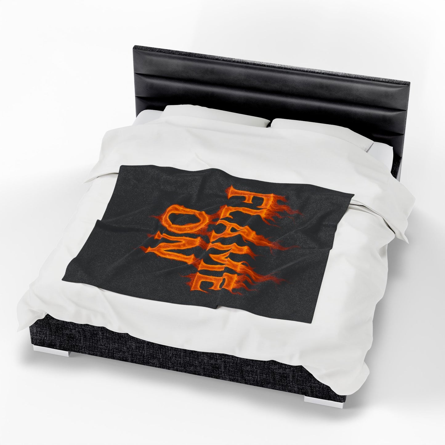 Flame On Fire Typography Blanket - Bold Flame Text Fleece Throw for Comic Fans, Cozy Fire Aesthetic Decor, Hero-Inspired Bedding Gift