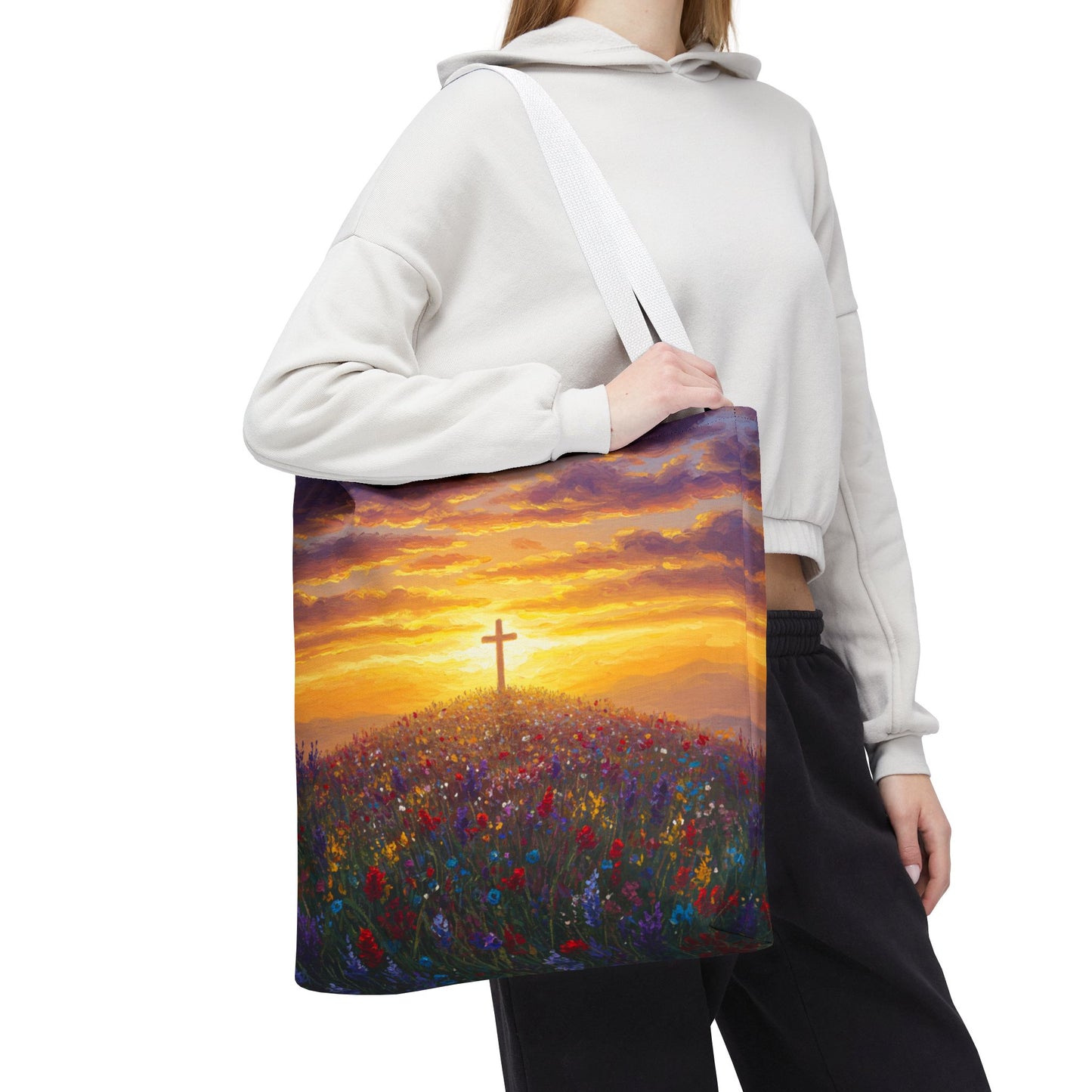 Cross Painted Tote Bag Christian Bag Inspirational Tote Spiritual Bag Religious Tote Bag