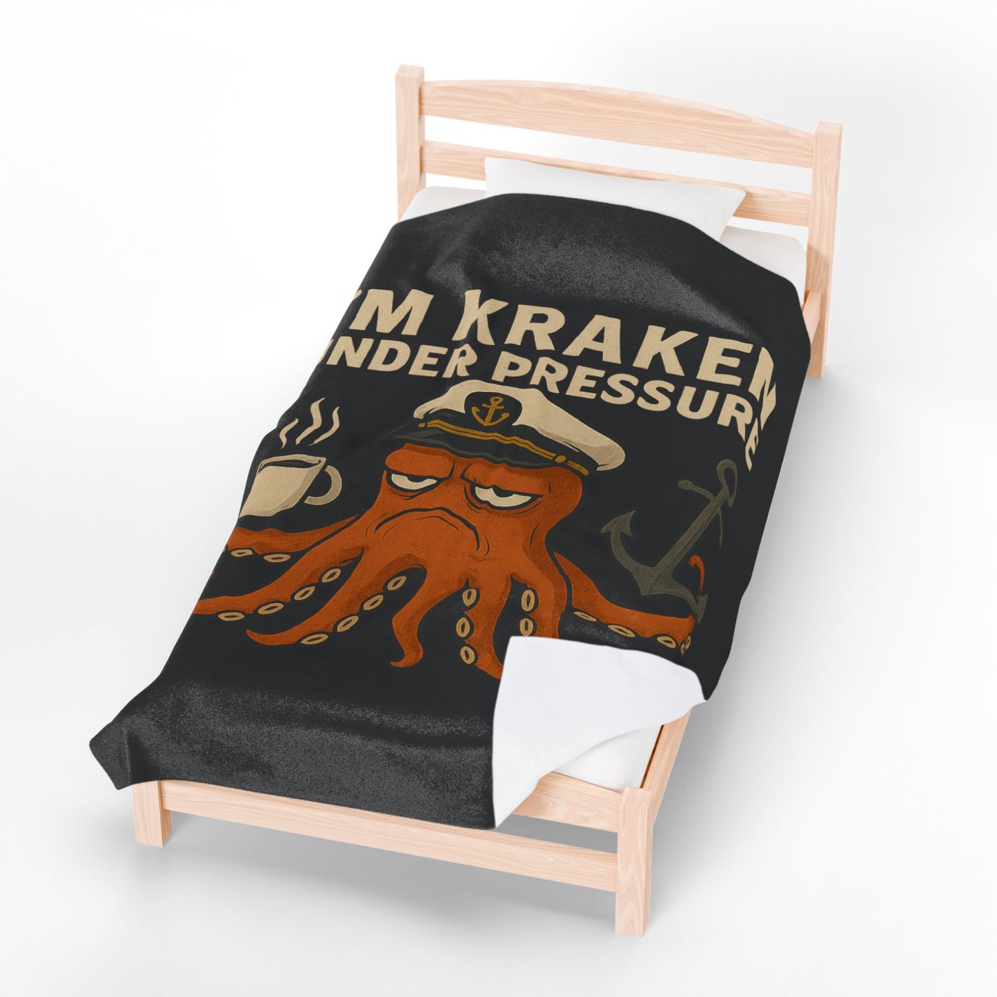 Kraken Under Pressure Plush Blanket - Fun Nautical Decor for Cozy Nights Beach Themed Throw Ocean Decoration