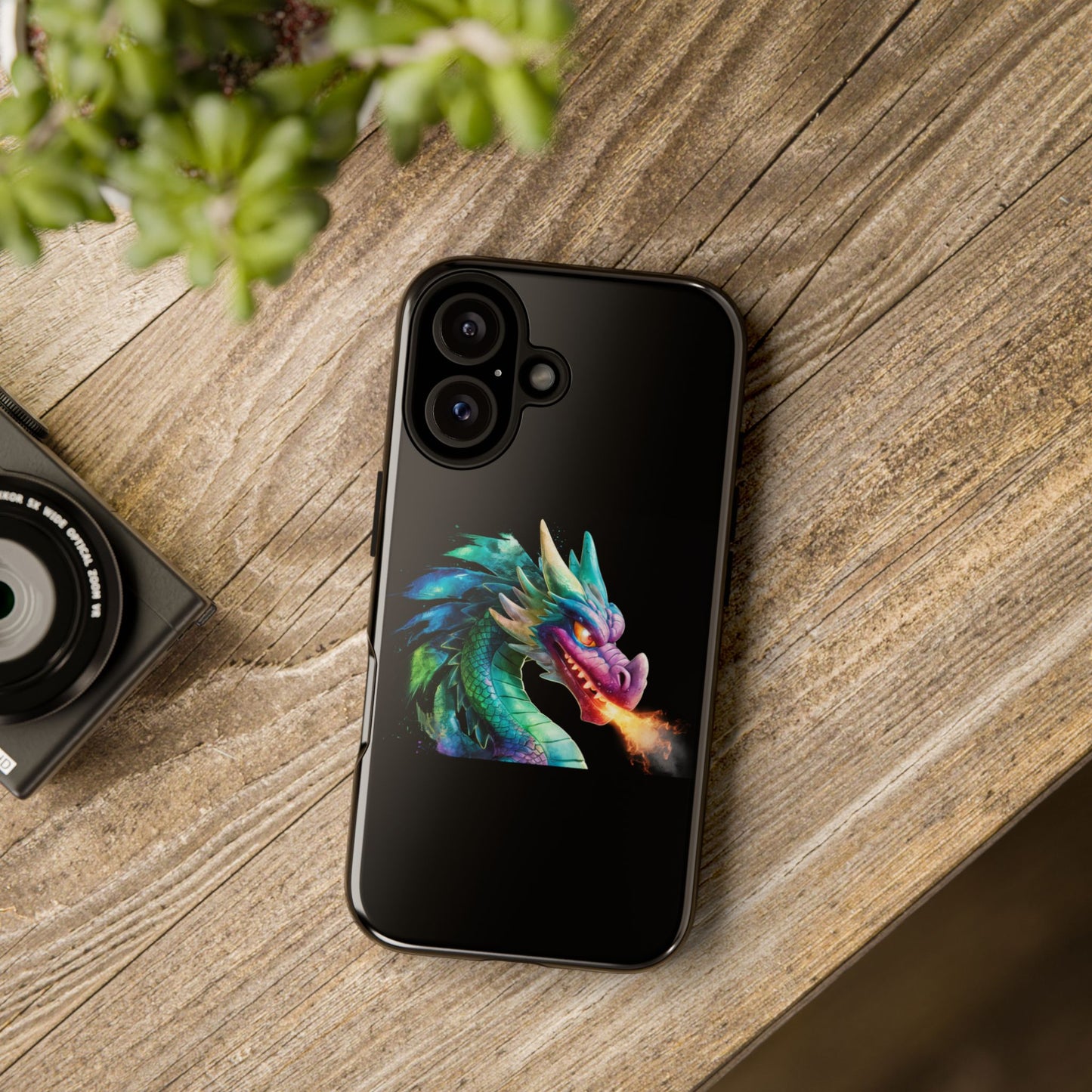 Dragon iPhone Case - Fantasy Fire-Breathing Art Protective Cover - Bookish Dark Academia Aesthetic Gift for Teens and Adults