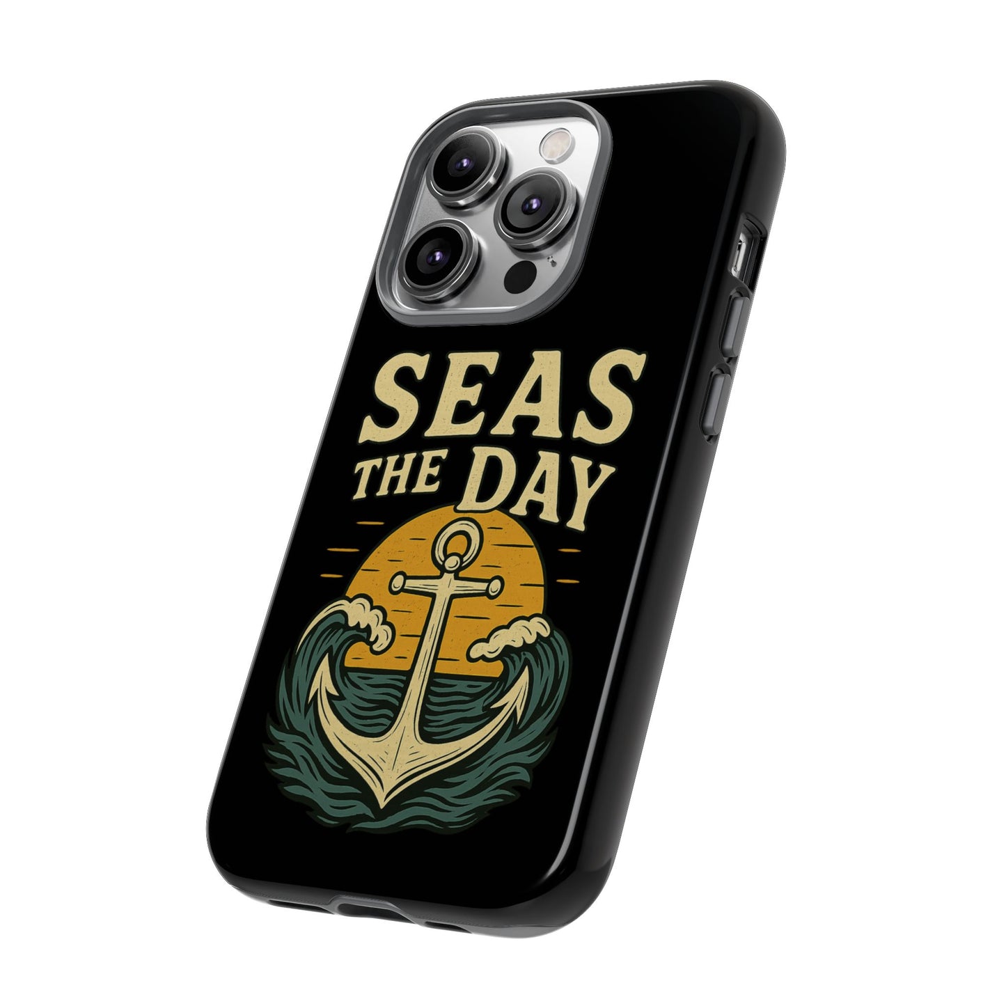 Seas the Day iPhone Case – Nautical Anchor Phone Cover – Ocean Pun Gift – Beach Lover iPhone Accessory – Summer Adventure Phone Case