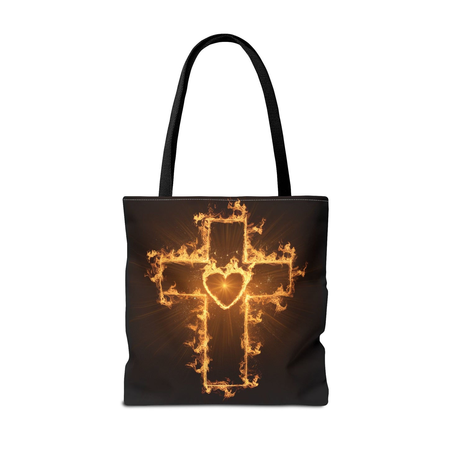 Stylish Flame Cross Tote Bag - Faith-Inspired Fashion
