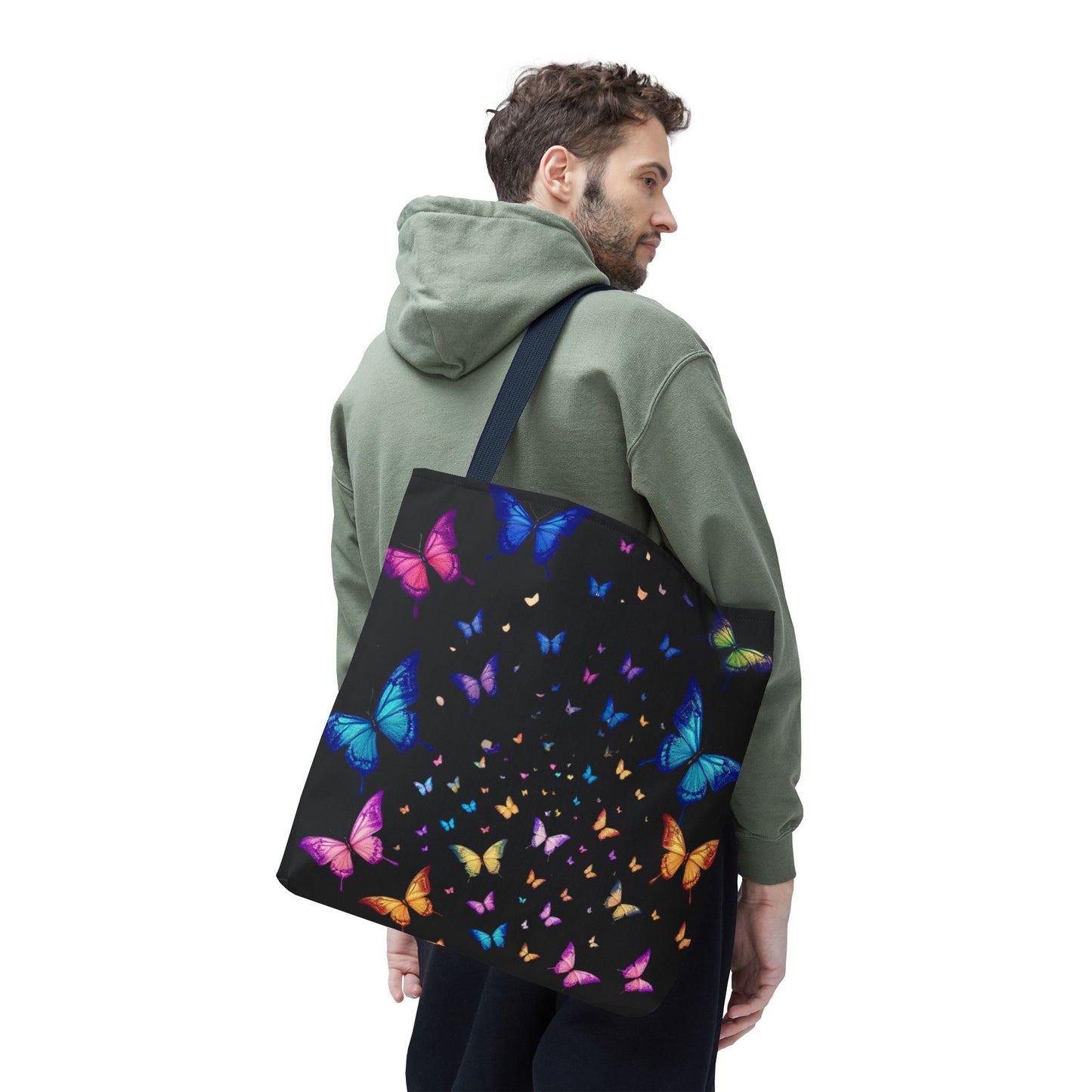 Butterfly Swarm Tote Bag – Colorful Rainbow Butterfly Tote, Aesthetic Canvas Bag, Nature-Inspired Gift, Magical Reusable Eco Purse
