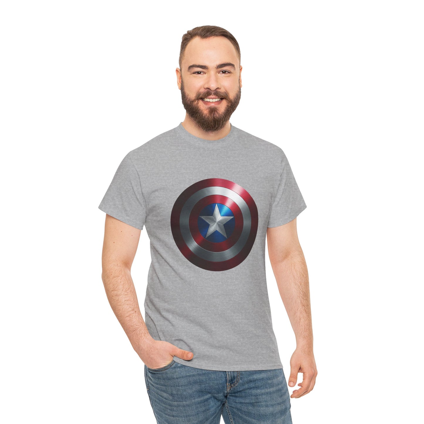 Patriotic Hero Shield Shirt – Star Emblem Graphic Tee – Super Soldier Gift – Comic Inspired Unisex Shirt – Cosplay Convention Top