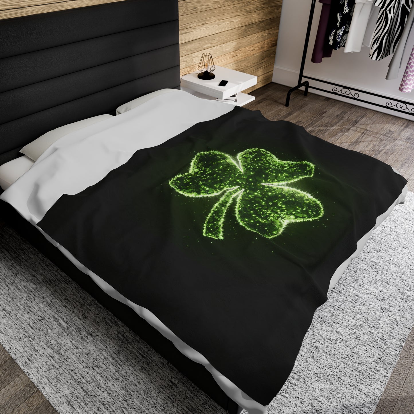 Plush Blanket with Shamrock Design