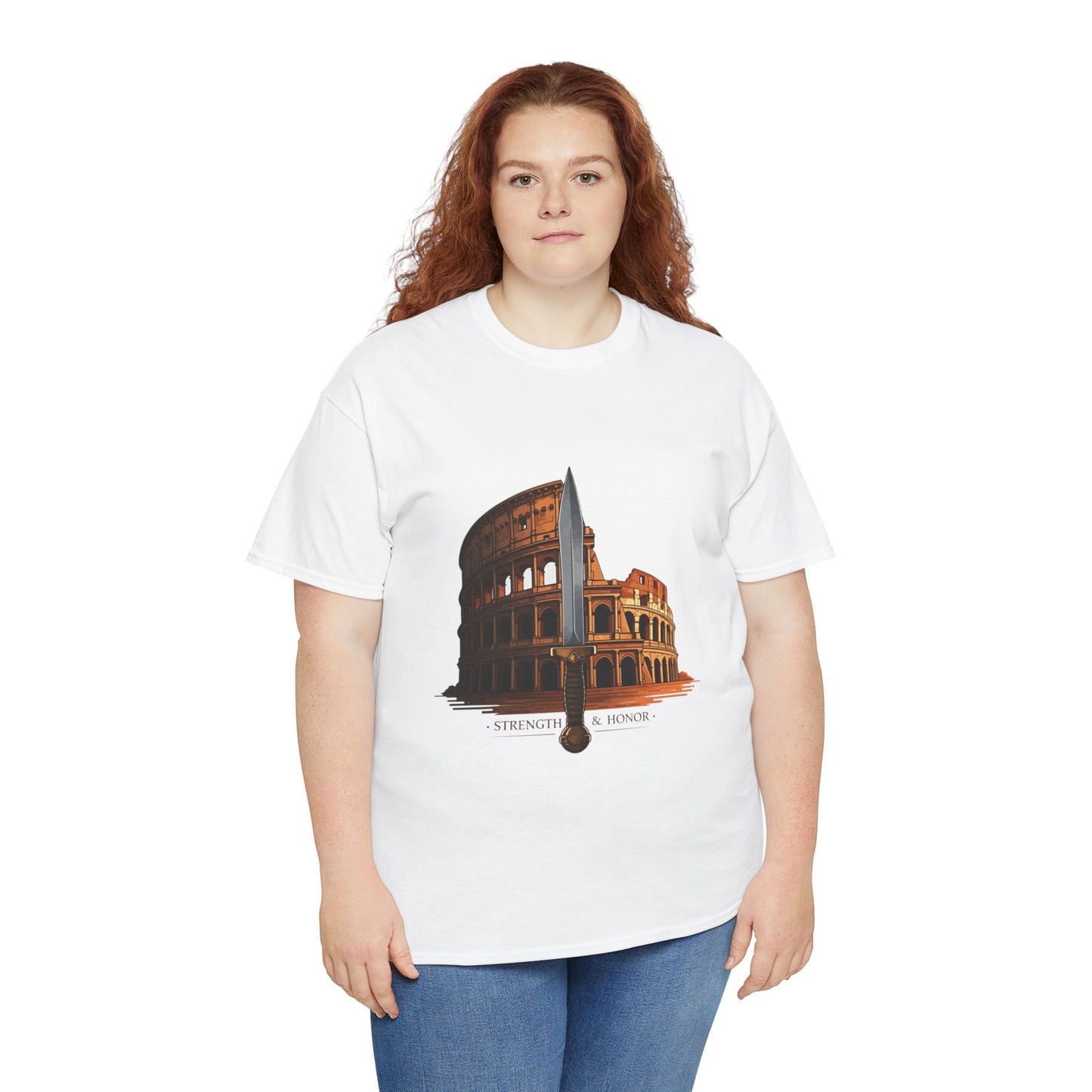 Strength & Honor Gladiator Shirt – Roman Colosseum Sword Graphic Tee – Ancient Rome History T-Shirt for Gladiator & Travel Fans