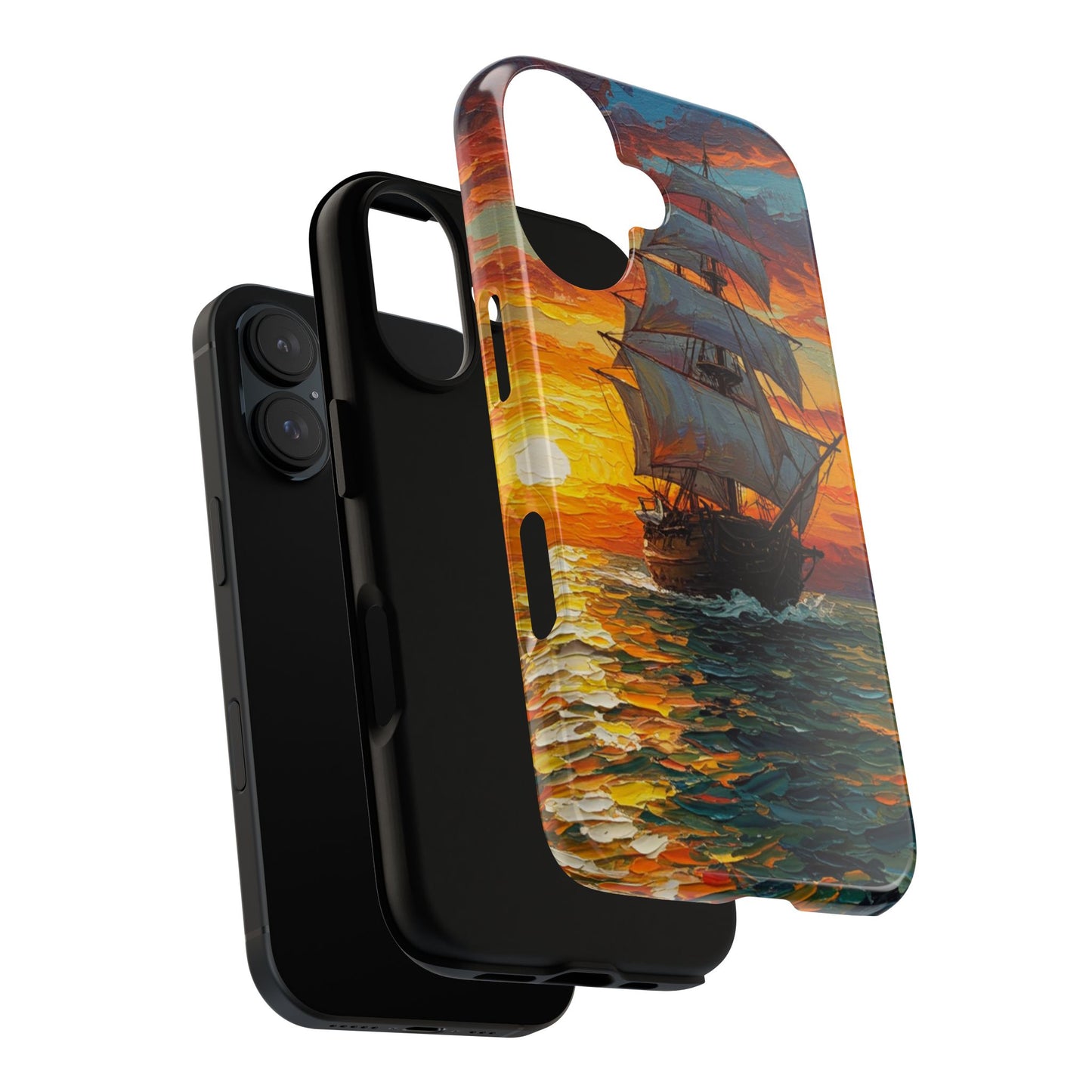 iPhone Case - Ship Sailing at Sunset Design