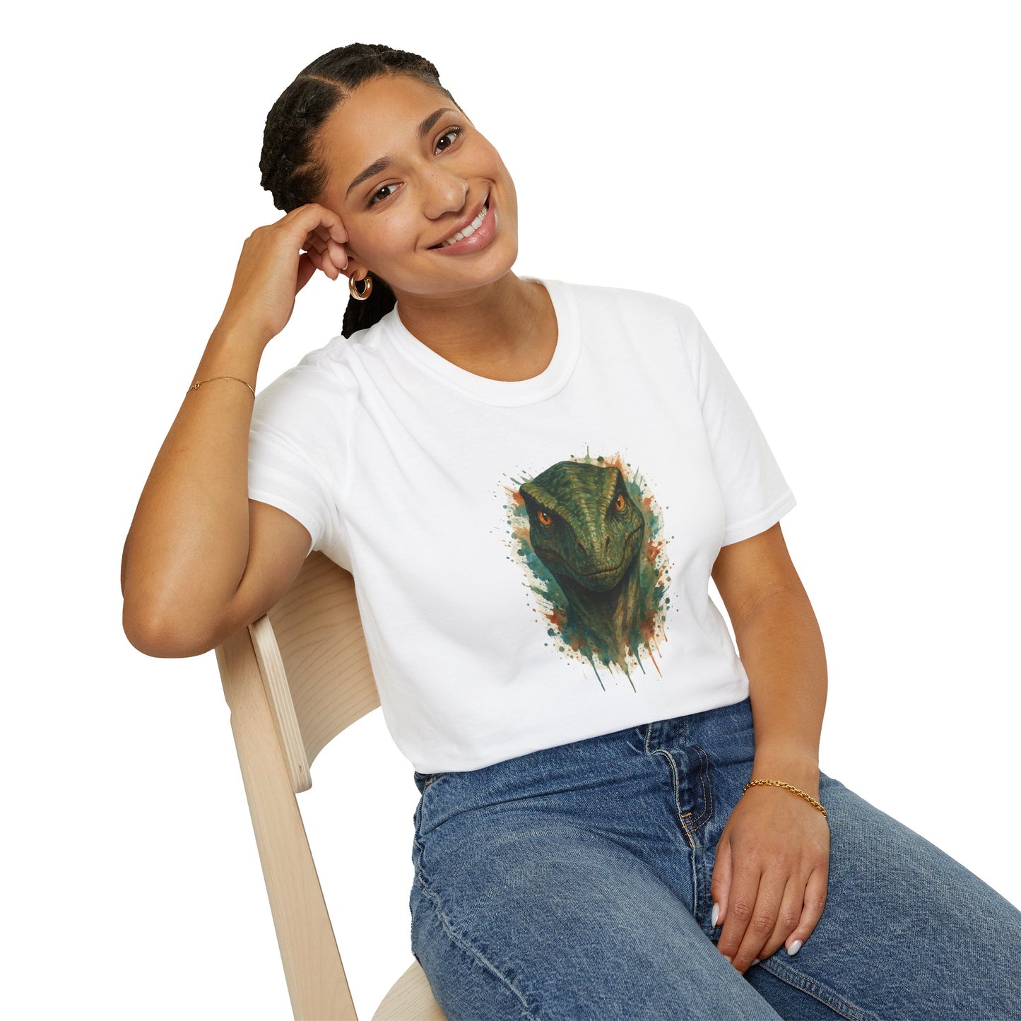 Watercolor Velociraptor T-Shirt | Dinosaur Lover Gift | Artistic Paleo Tee - Unique Dino Art Tee for Men Women Jurassic Apparel