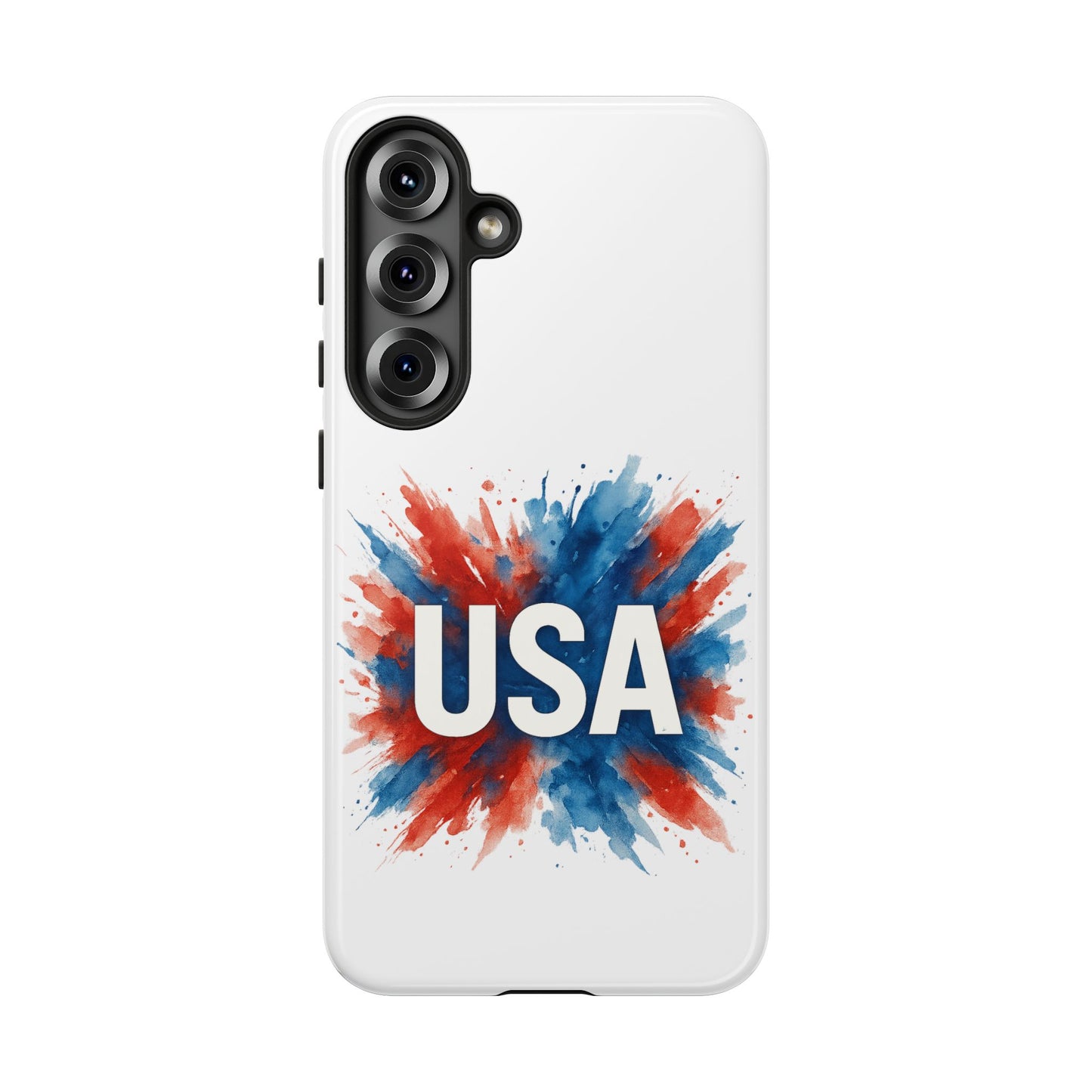 USA Splash Samsung Case - Patriotic Red White Blue Tough Cover, Dual-Layer Protection, 4th of July amd Veteran Gift for Galaxy