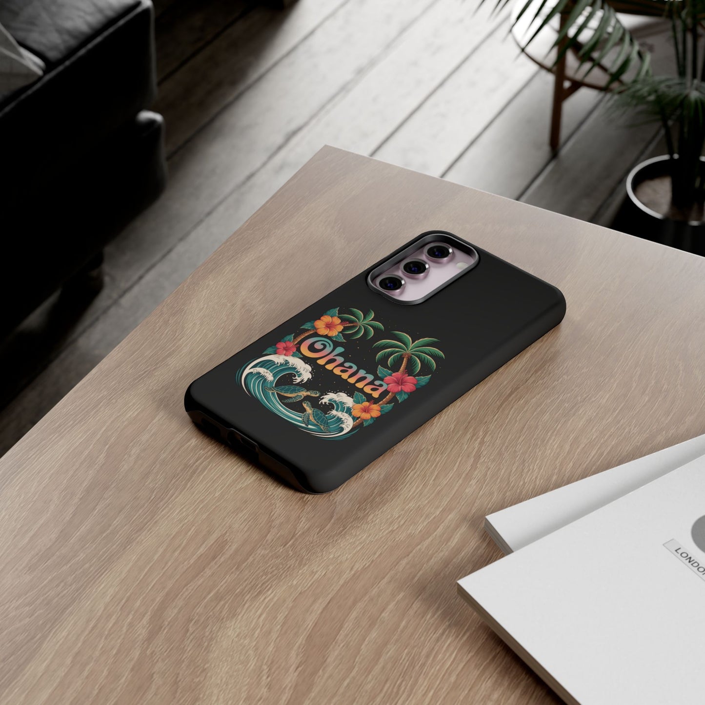Tropical Ohana Samsung Case - Summer Beach Phone Cover - Hawaiian Palm & Hibiscus Design - Rugged & Glossy Protector for Galaxy