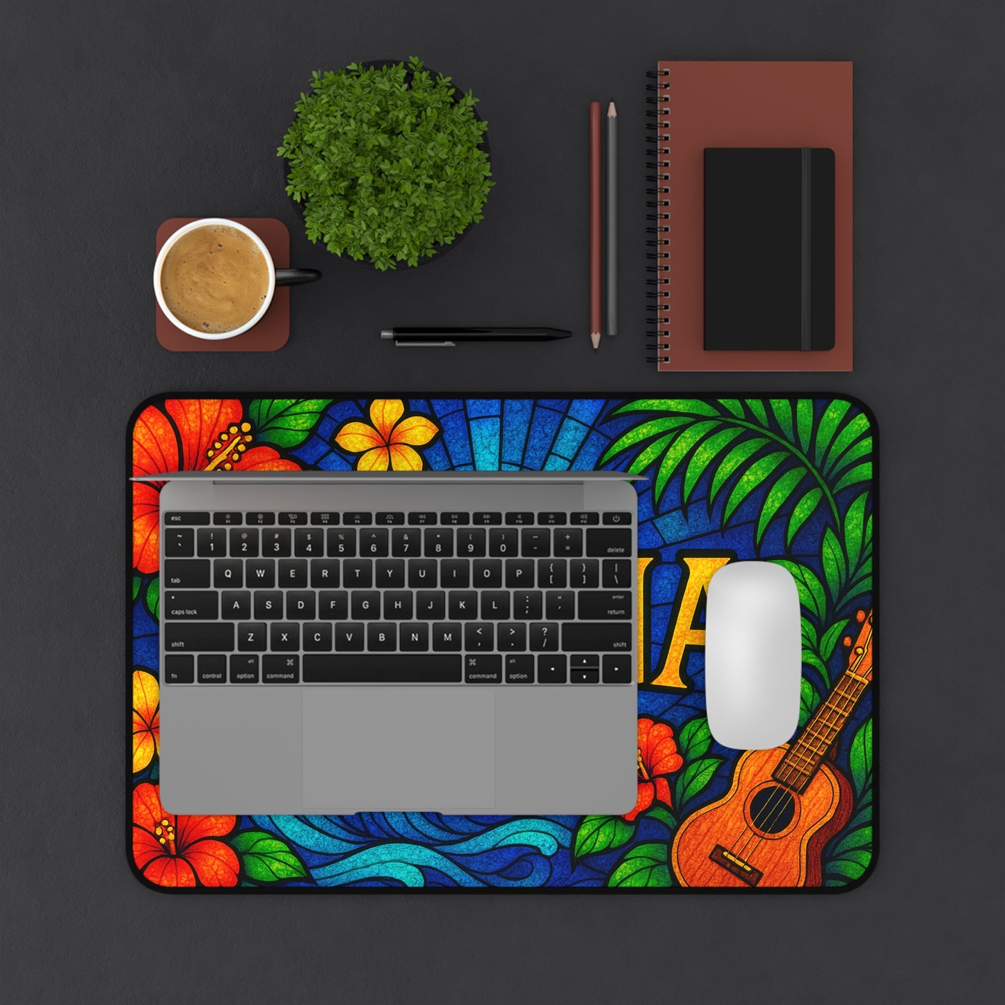 Ohana Desk Mat – Tropical Floral Mouse Pad, Hawaiian Office Decor, Extended Gaming Mat