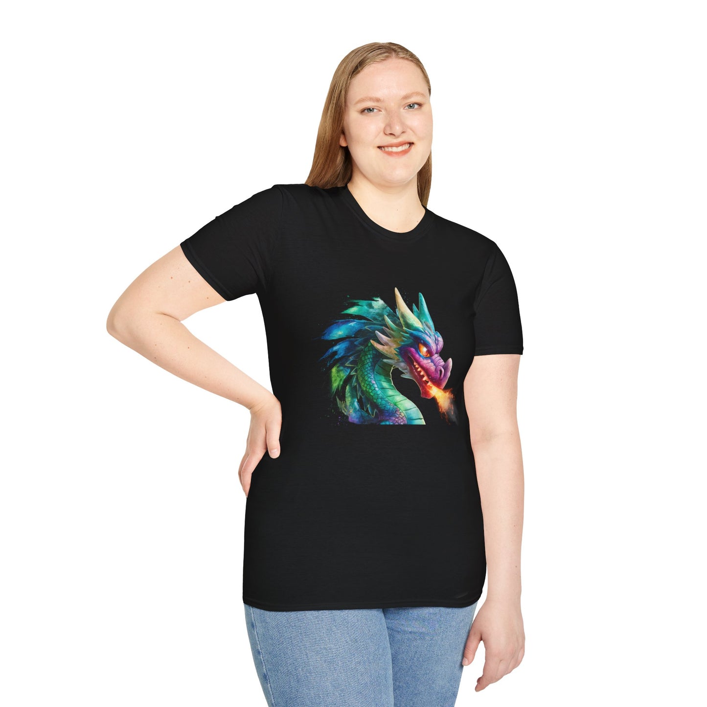 Fire Breathing Dragon Shirt | Fantasy Dragon Head Tee | Gamer Gift T-Shirt | Unisex Mythical Graphic Tee | DnD, RPG, Magic Style