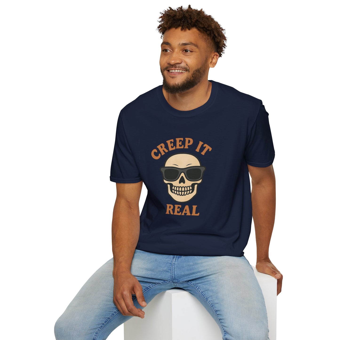 Creep It Real Shirt - Funny Skull Halloween T-Shirt, Spooky Season Graphic Tee, Cool Skeleton with Sunglasses, Humorous Fall Top