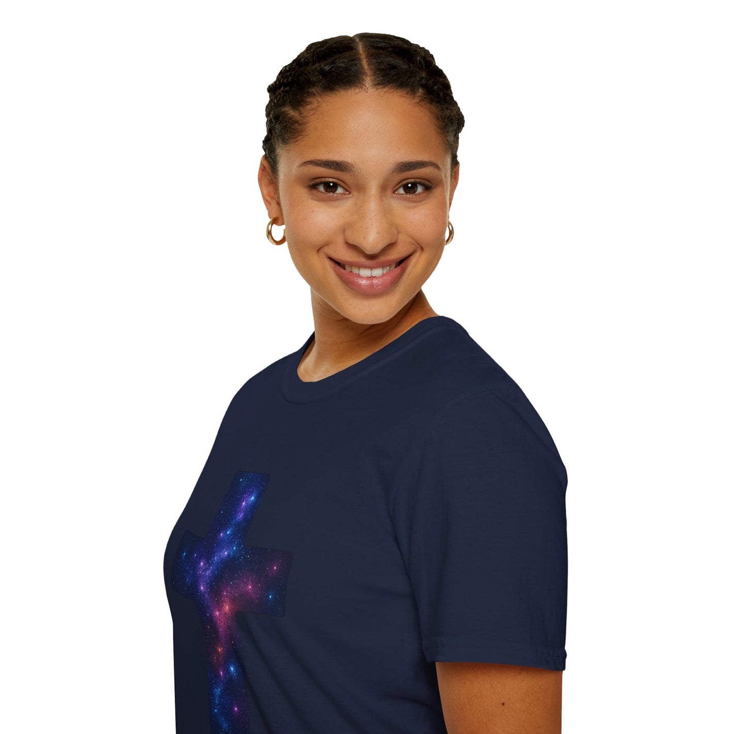 Galaxy Cross Graphic Tee | Celestial Christian Shirt, Spiritual Universe Cross T-Shirt, Faith & Astronomy Gift for Women & Men, Space Aesthetic