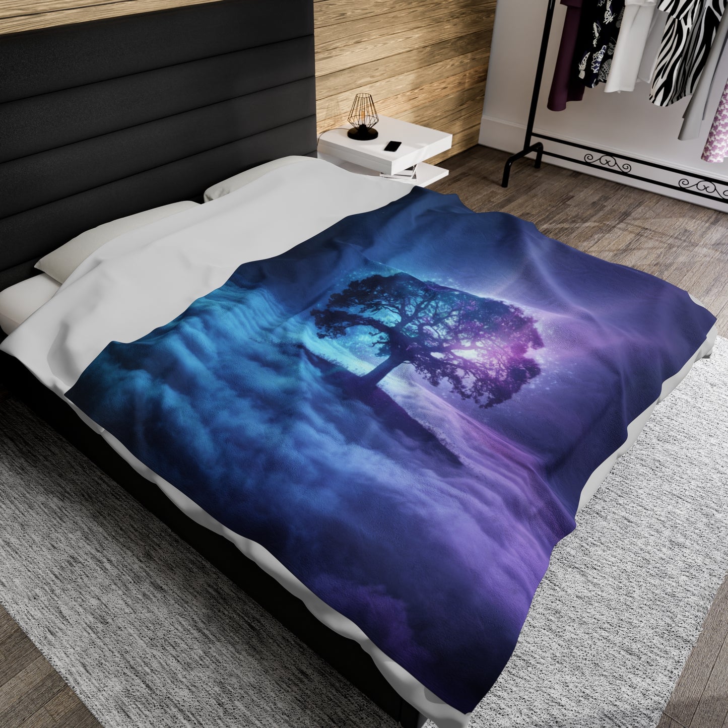 Plush Blanket Dreamy Tree in the Clouds Design